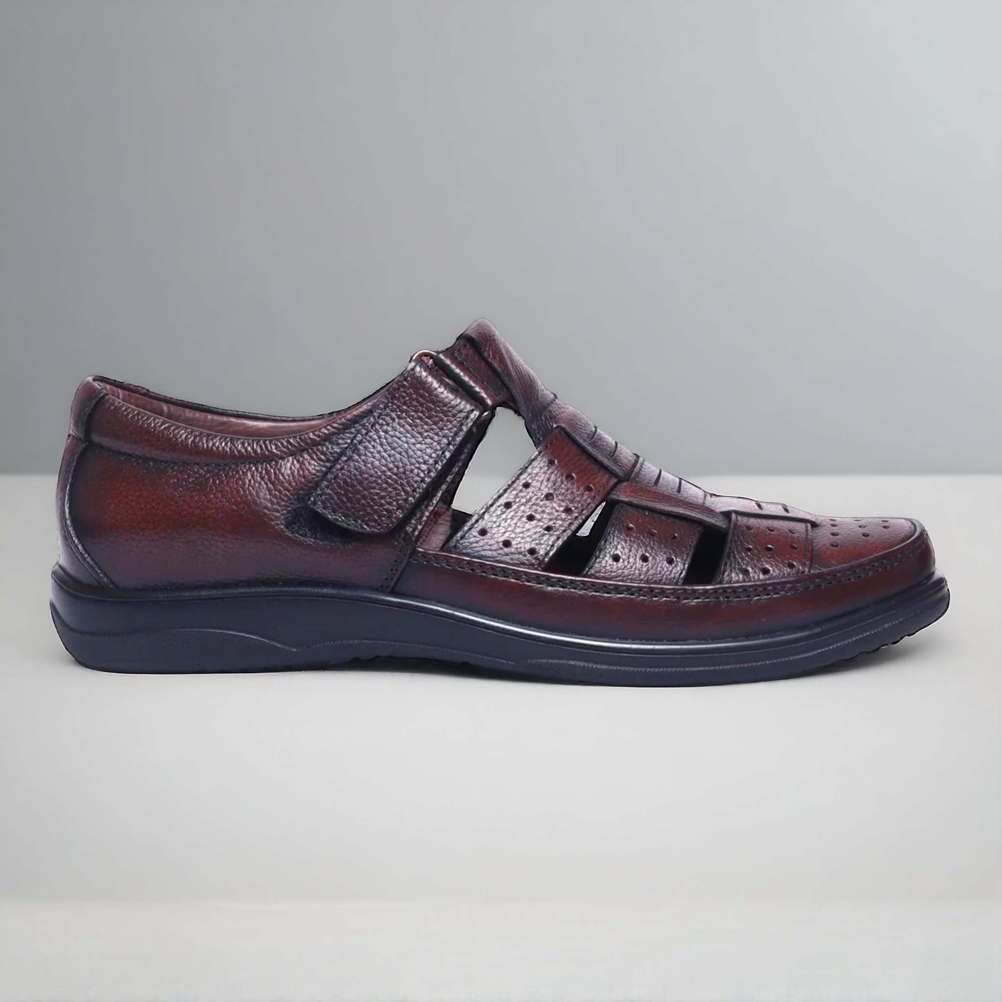 ZOOM D1217 BROWN Men's Sandals Roman Leather Shoes - qivii