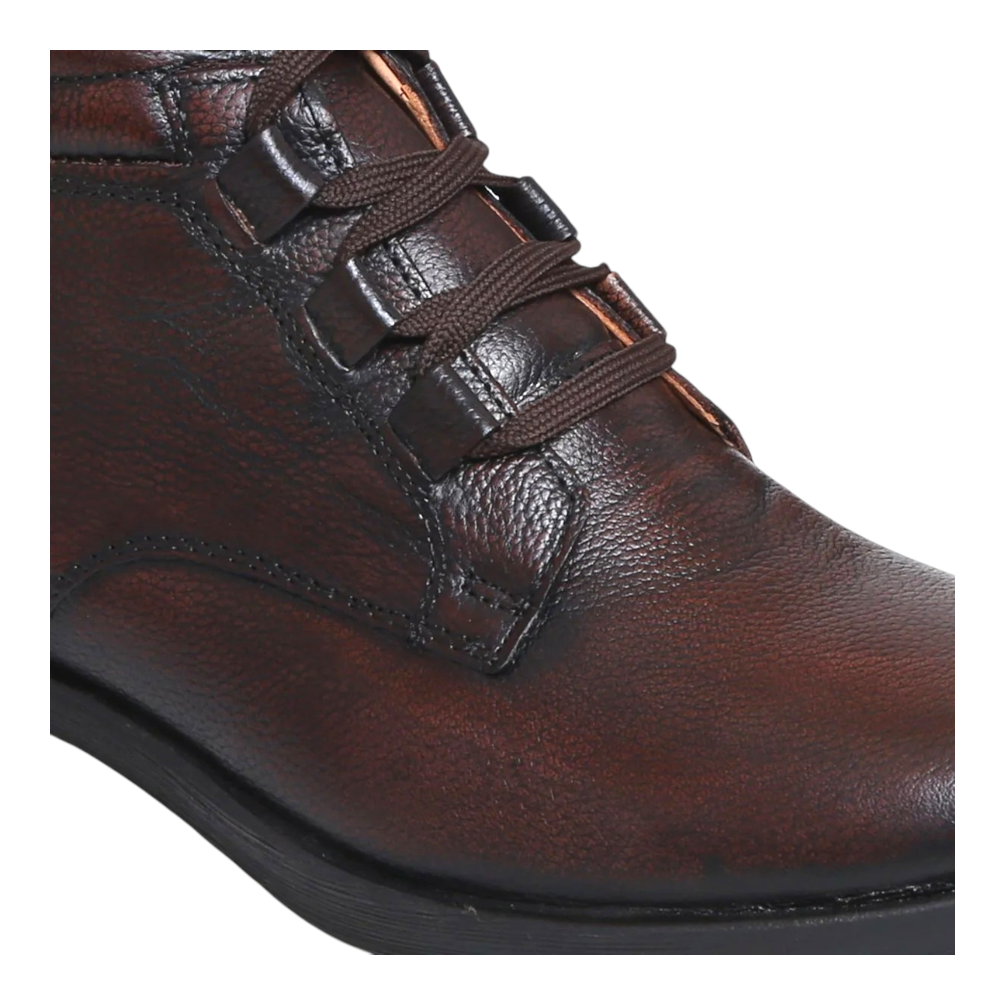 ZOOM D3571 BROWN High Ankle Leather Men's Casual Lace Up Shoes - qivii