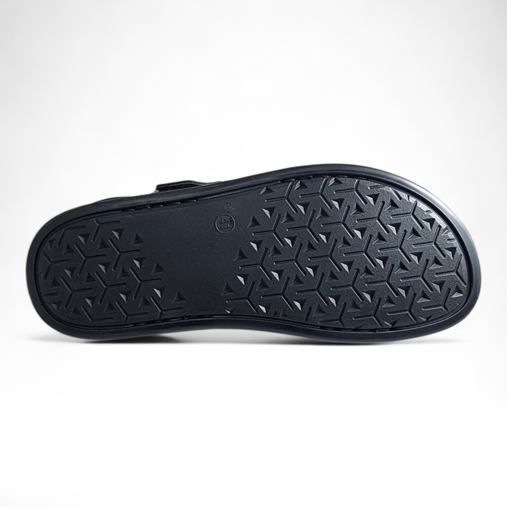 SKEROO 5002 BLACK Men's Leather Velcro Closer Sandal - qivii