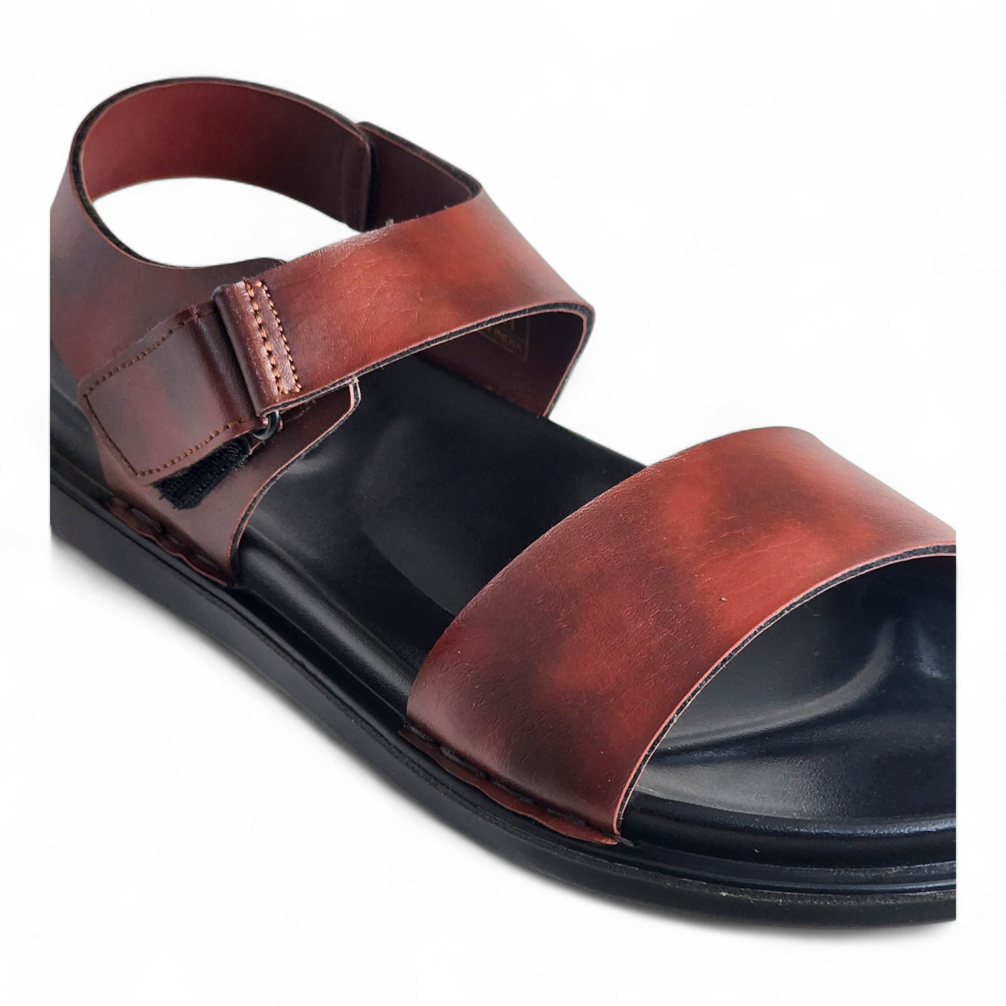 SKEROO 5002 BROWN Men's Leather Velcro Closer Sandal - qivii