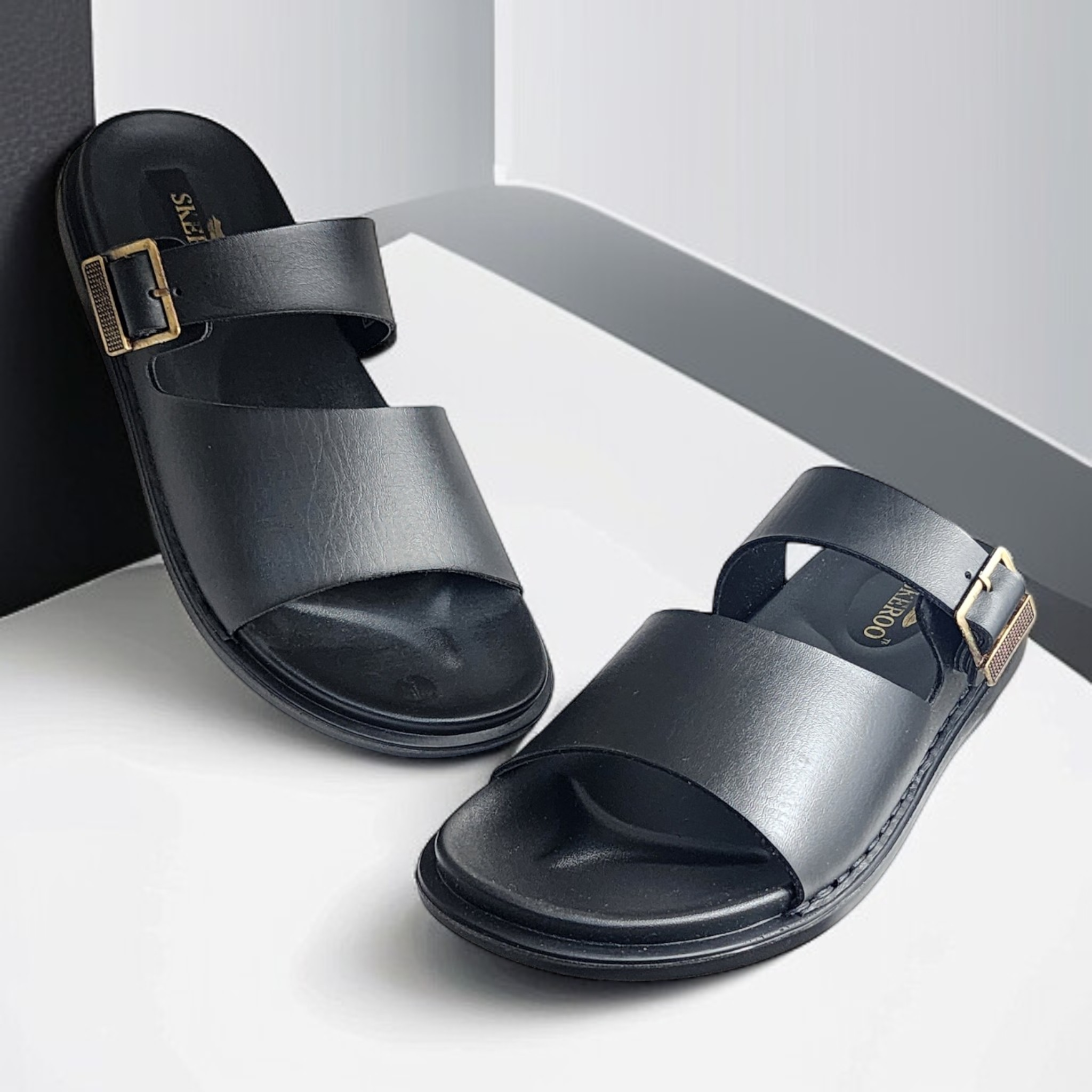 SKEROO 6401 BLACK Men's Leather Chapple - qivii