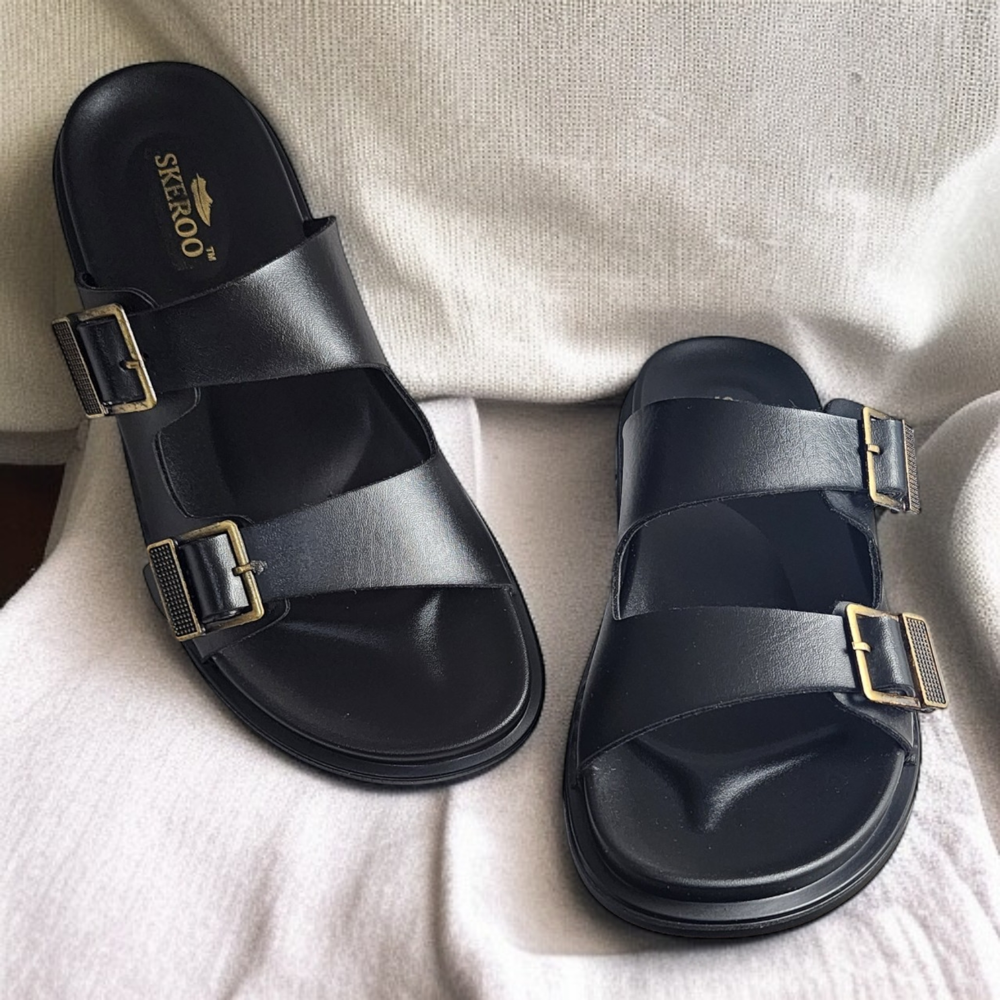 SKEROO 6402 BLACK Men's Leather Chapple - qivii