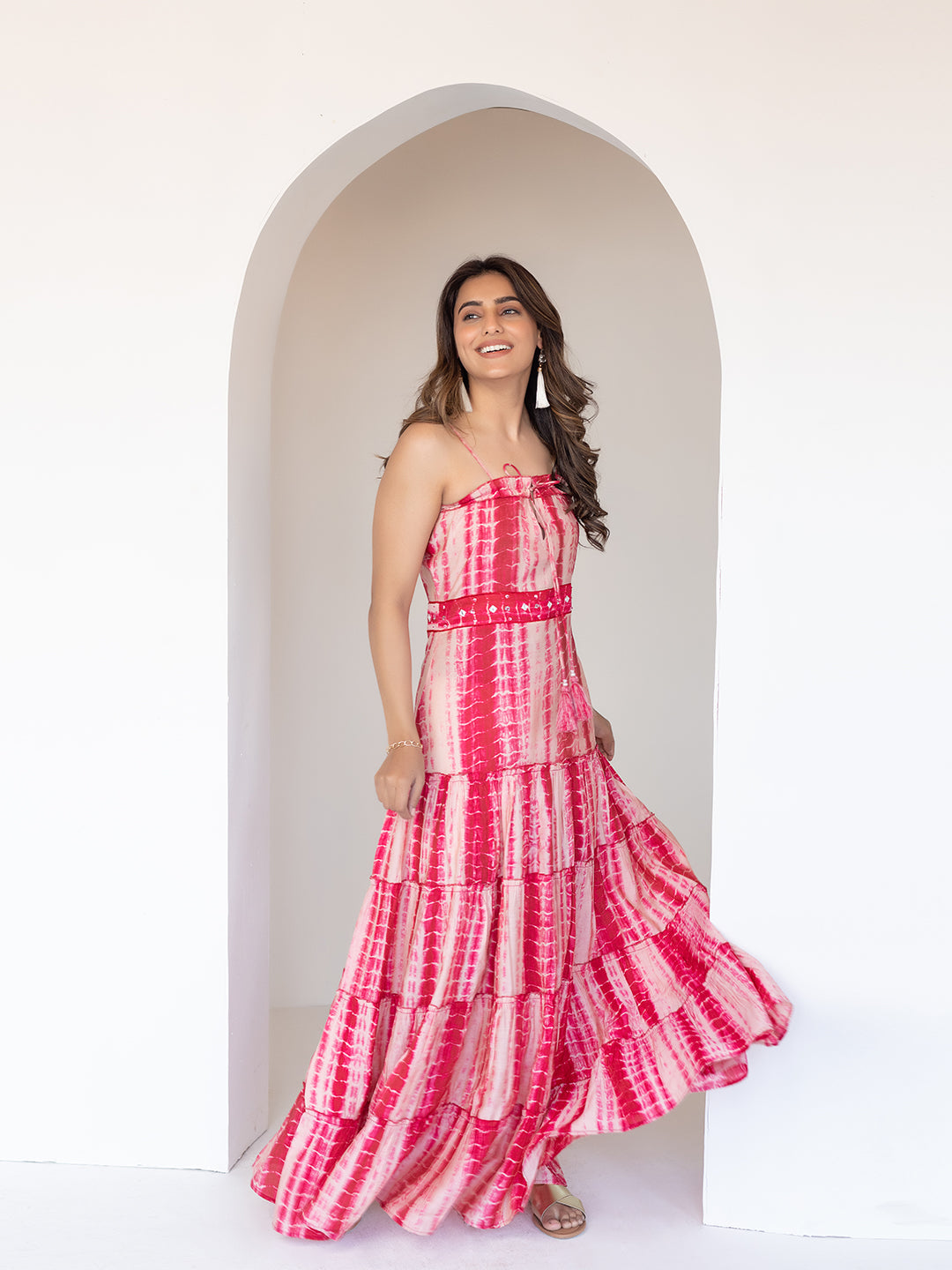 Pink Shibori Maxi Dress - By Ragavi - qivii