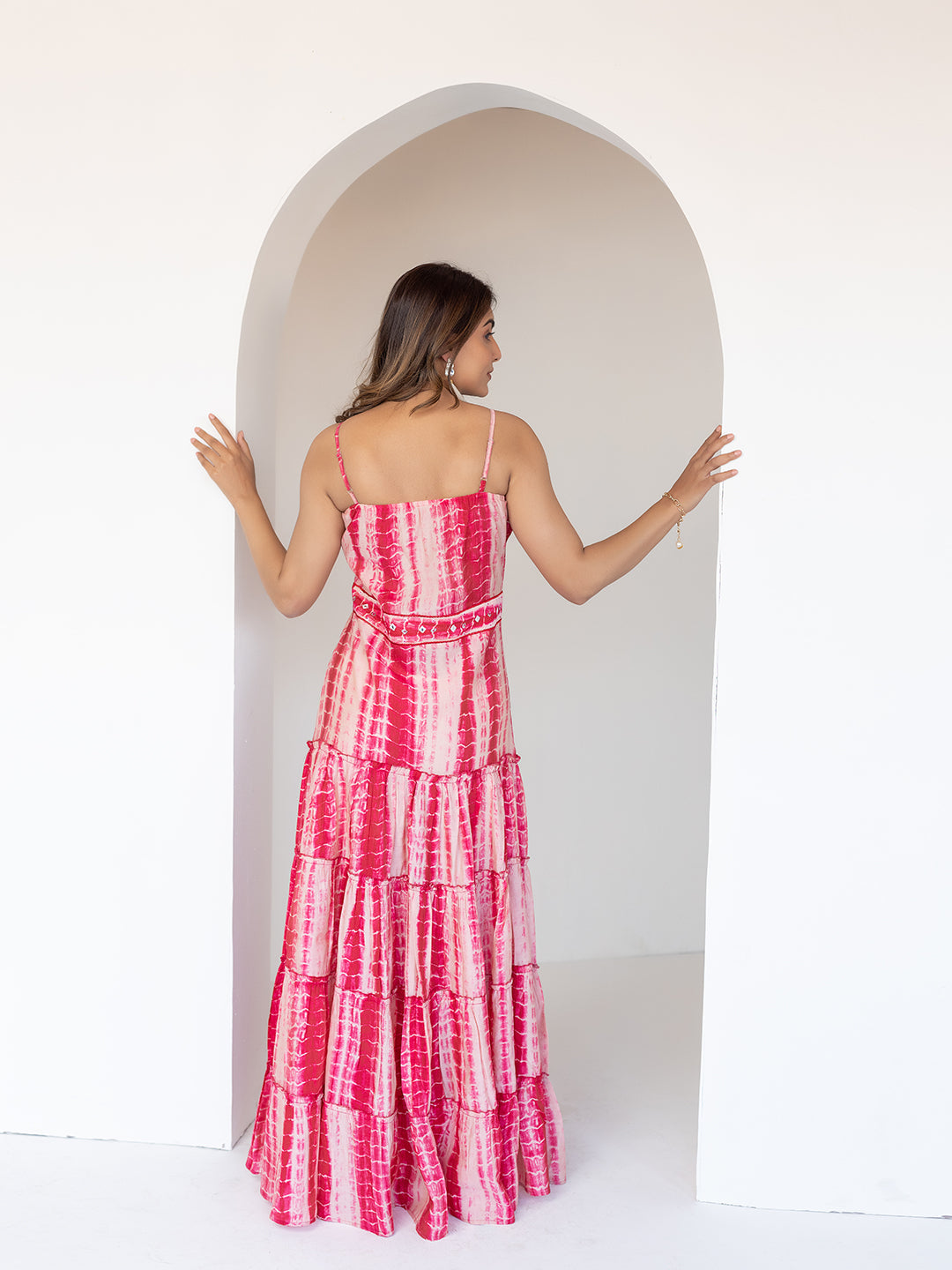 Pink Shibori Maxi Dress - By Ragavi - qivii