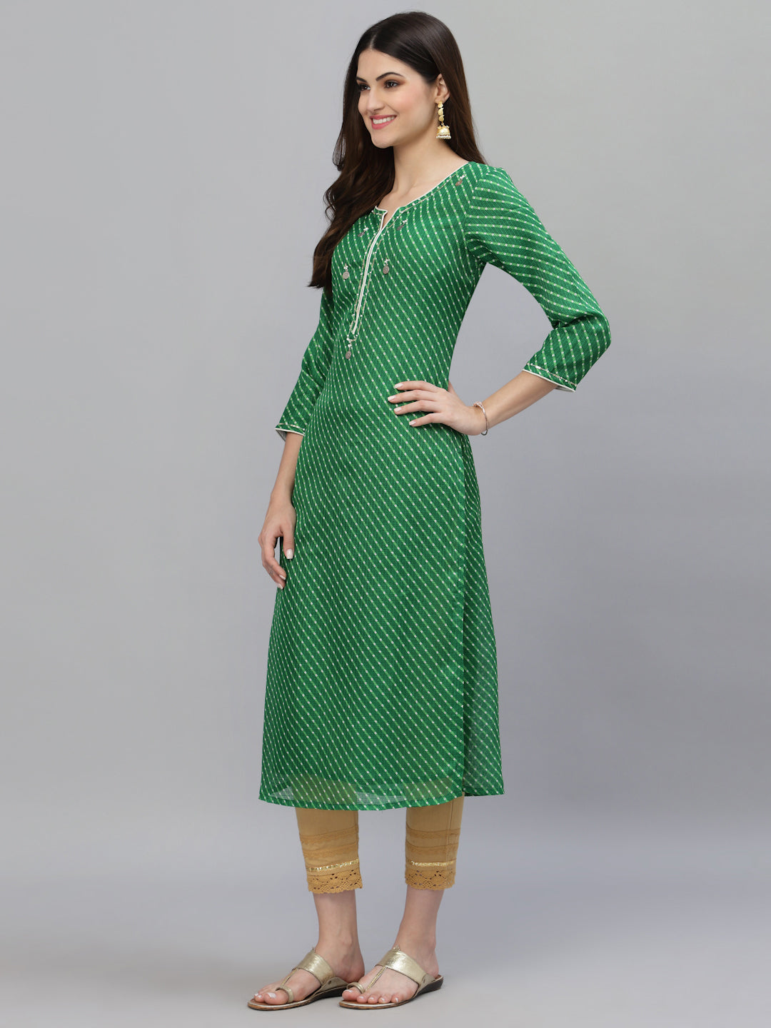 Pri Green Leheriya Kurta - By Ragavi - qivii