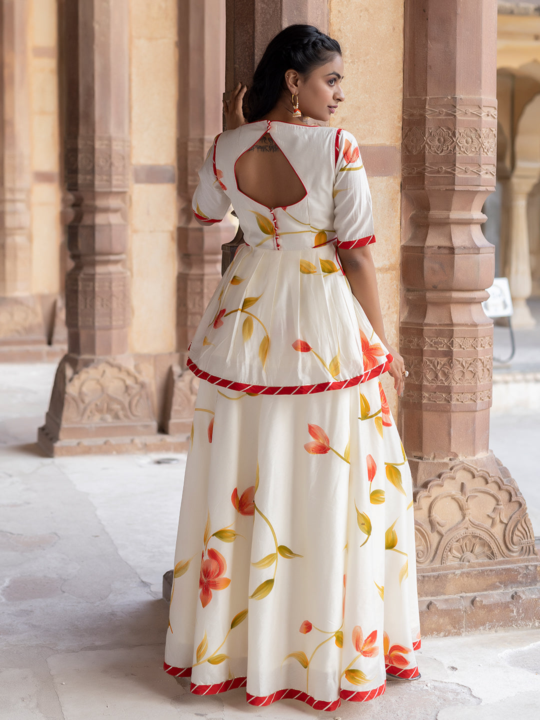 Pristine Chanderi Top with Skirt