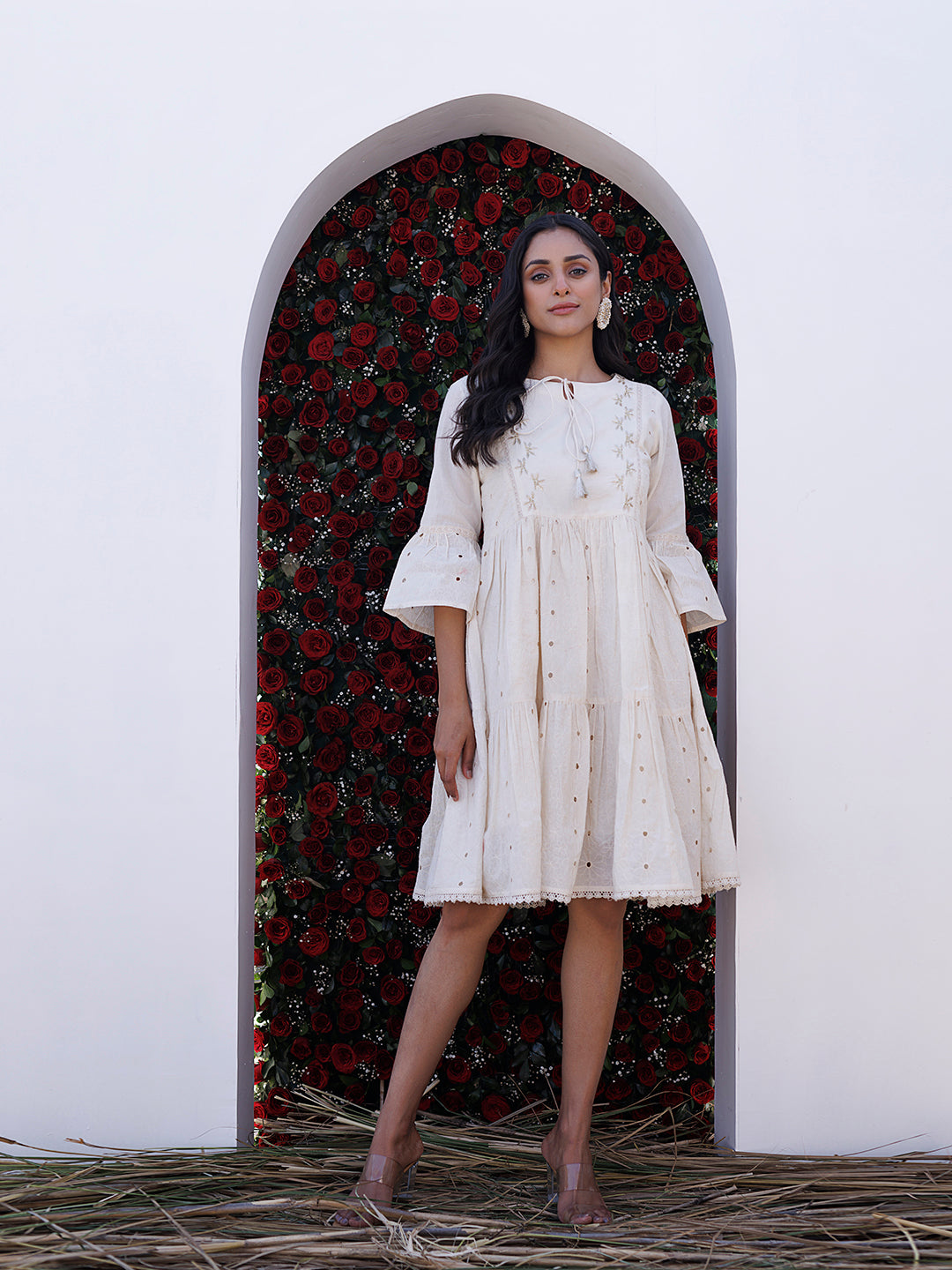 Pristine Schiffli Dress - By Ragavi - qivii