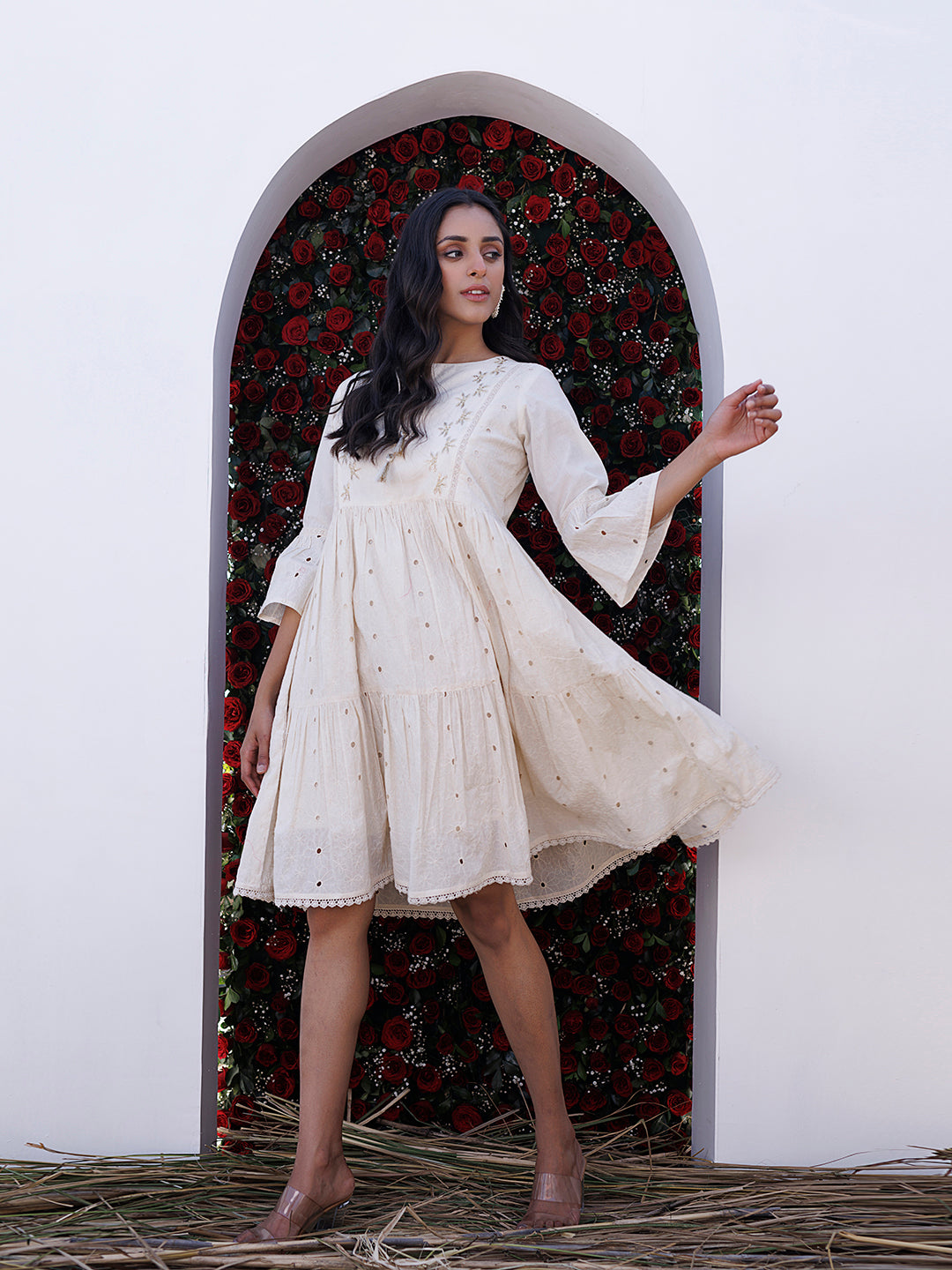 Pristine Schiffli Dress - By Ragavi - qivii