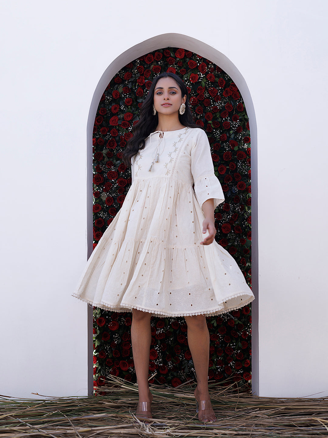 Pristine Schiffli Dress - By Ragavi - qivii