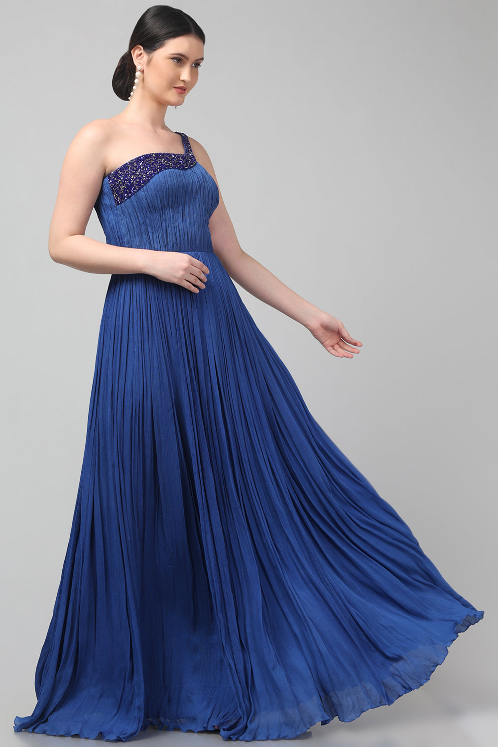 Royal Blue One-Shoulder Gown