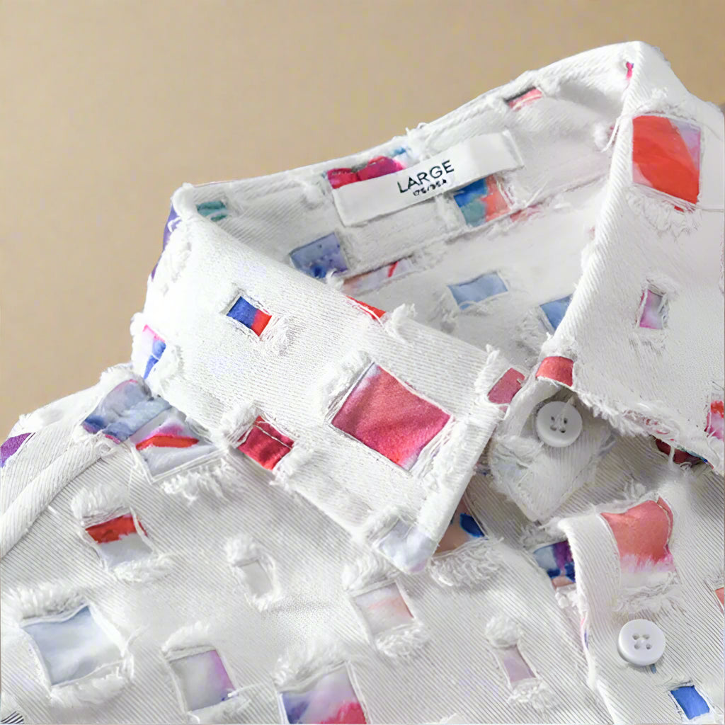 Fernando - Stijlvol Mozaïekprint Shirt - By Qivii