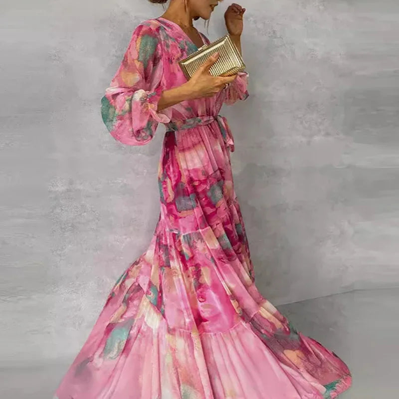 Sophie | Elegant Floral Wedding Guest Maxi Dress by Qivii