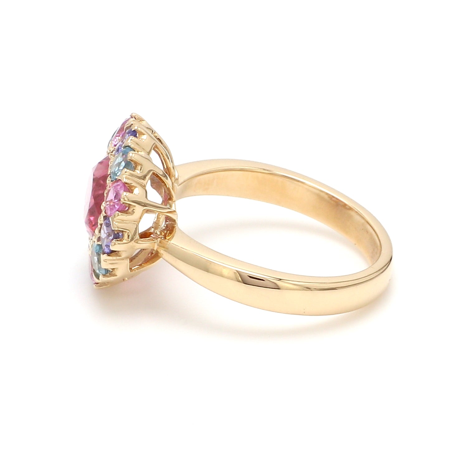 Pink Tourmaline and Pastel Halo Ring