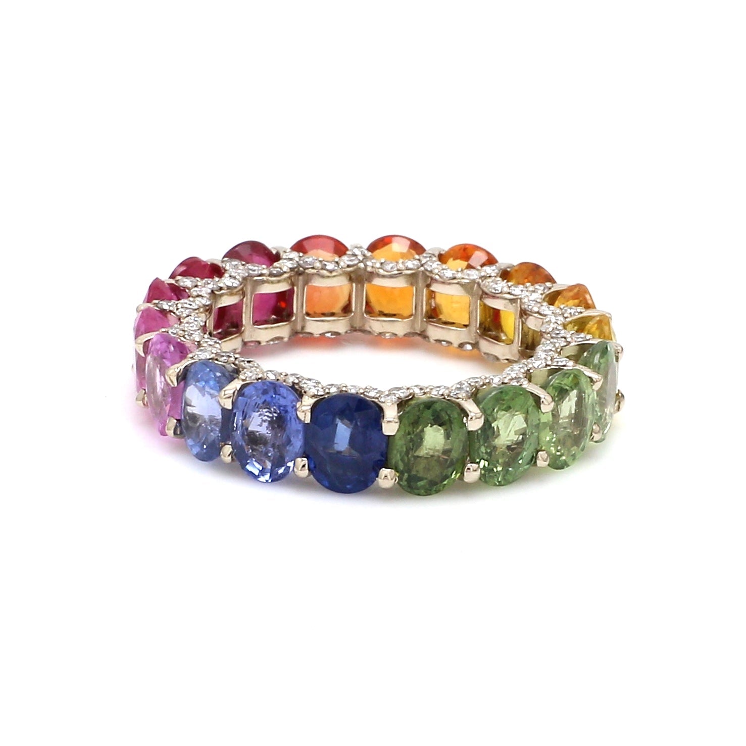 Rainbow Sapphire Oval and Diamond (Ruby Edition) Ring - qivii