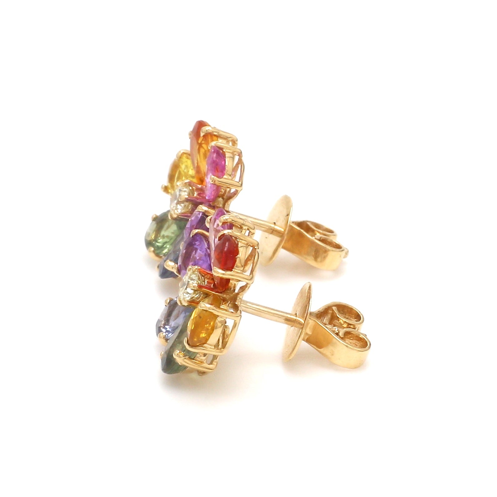 Rainbow Sapphire Pear Diamond Studs - qivii