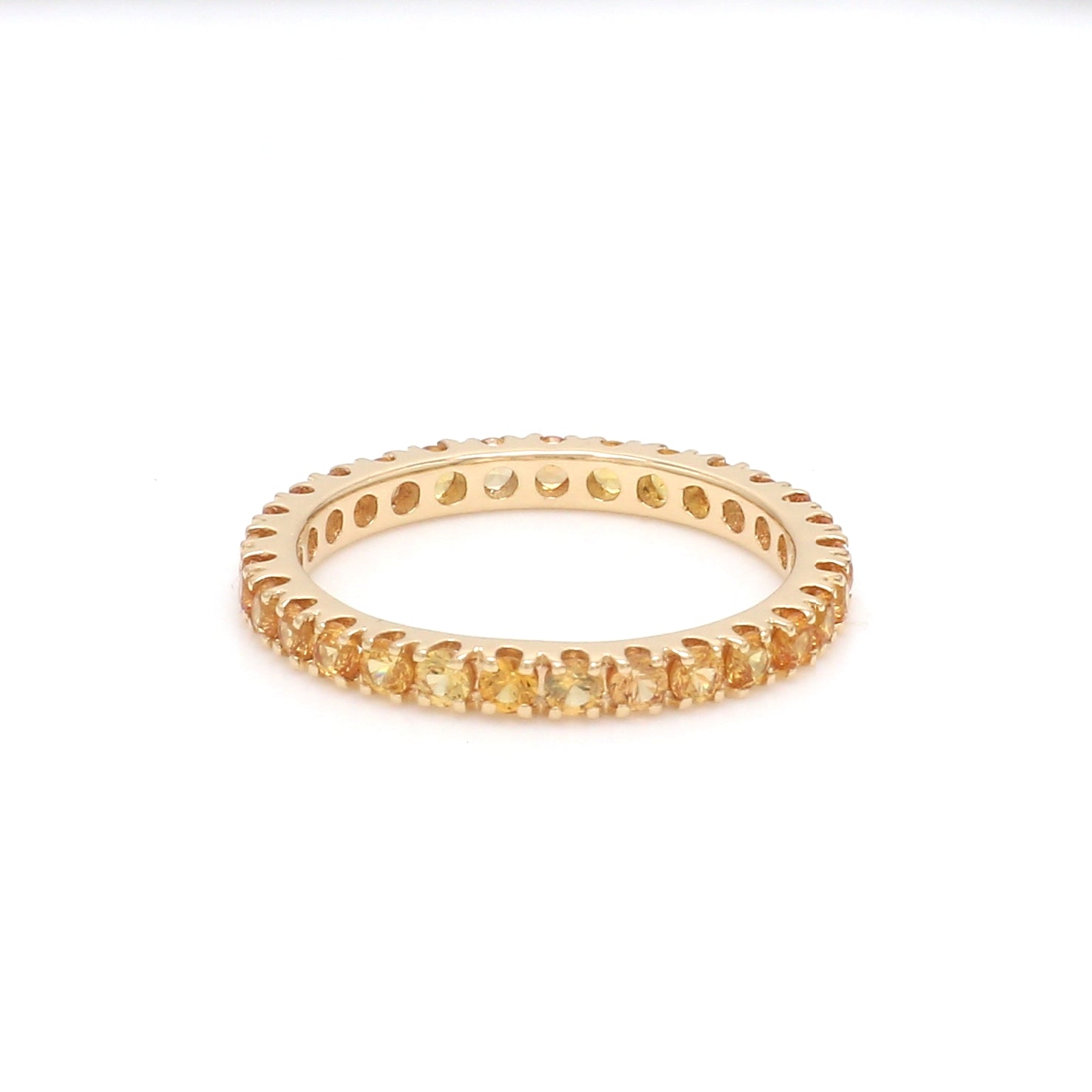 Yellow Sapphire Round Thin Band Ring - qivii