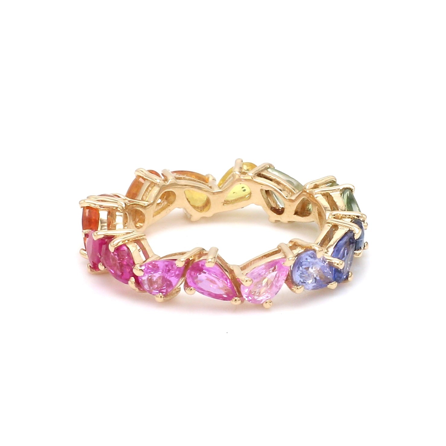 Rainbow Sapphire Pear Zig Zag Ring - qivii