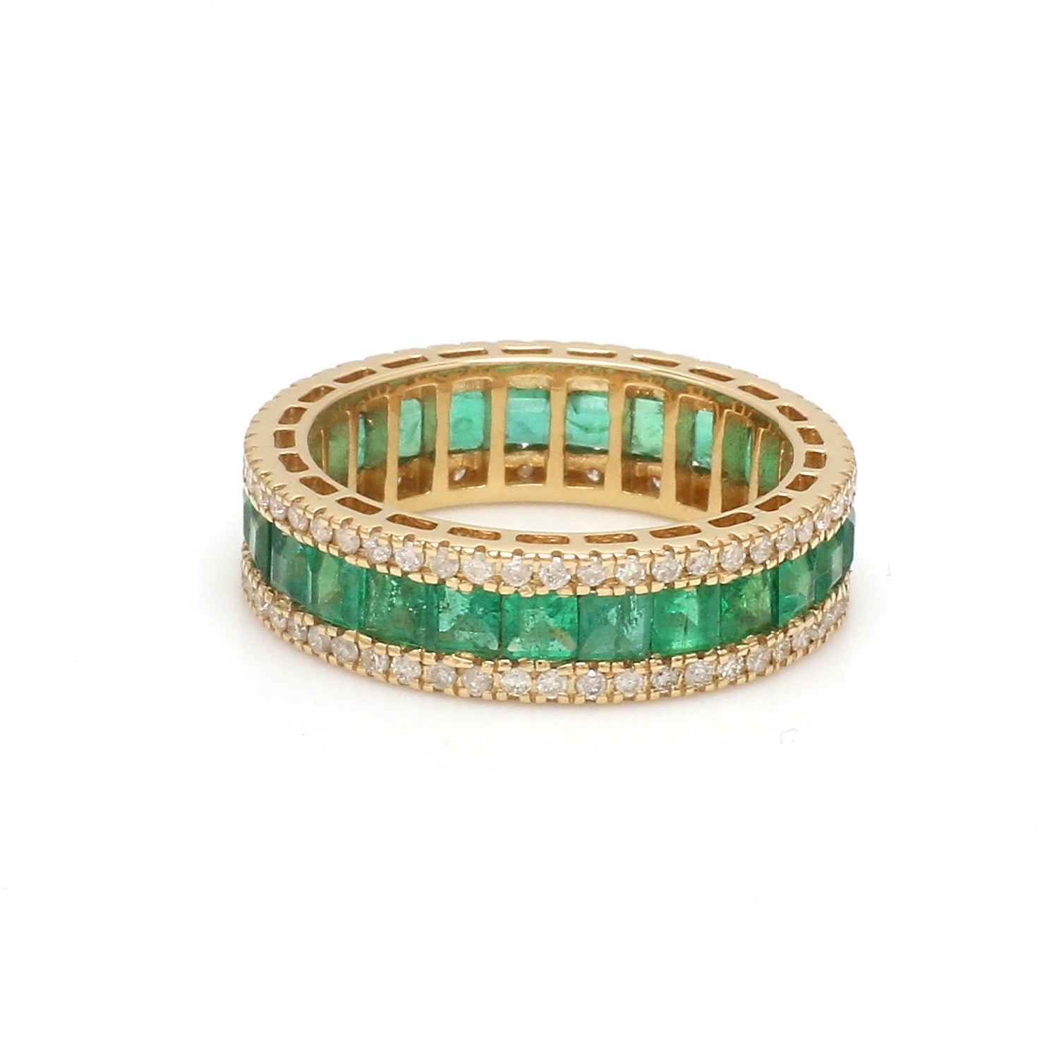 Emerald Diamond Princess Eternity Ring - qivii