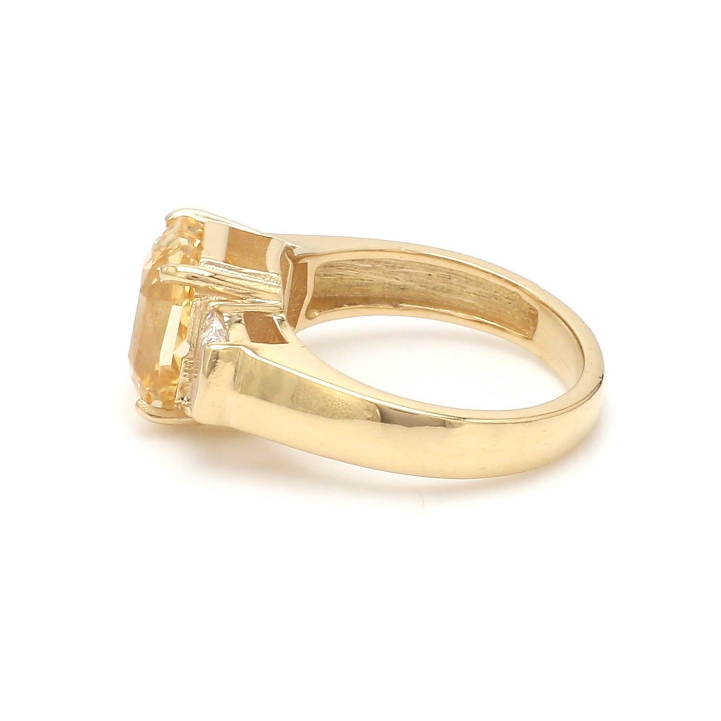 Yellow Sapphire Diamond Three Stone Ring - qivii