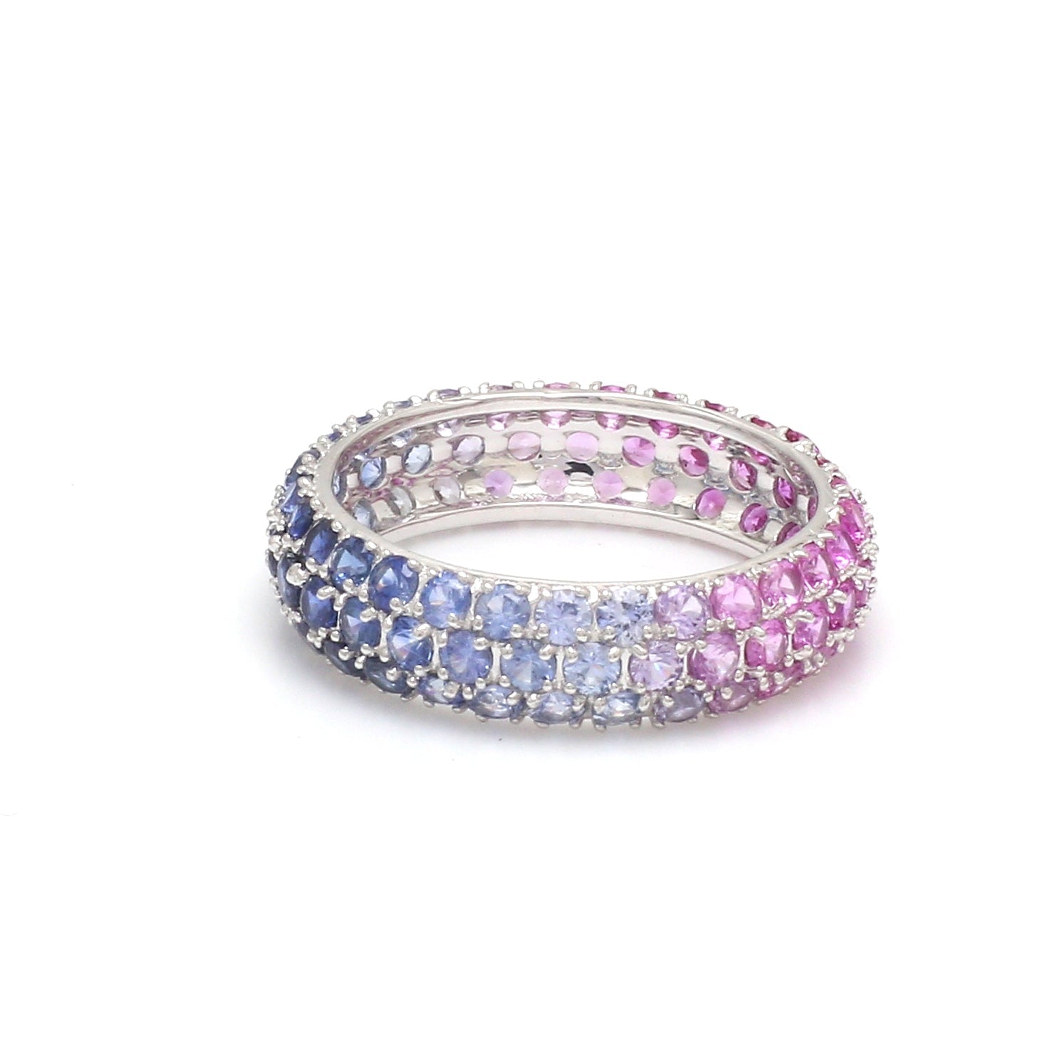 Blue Pink Purple Sapphire Pave Ombre Ring - qivii