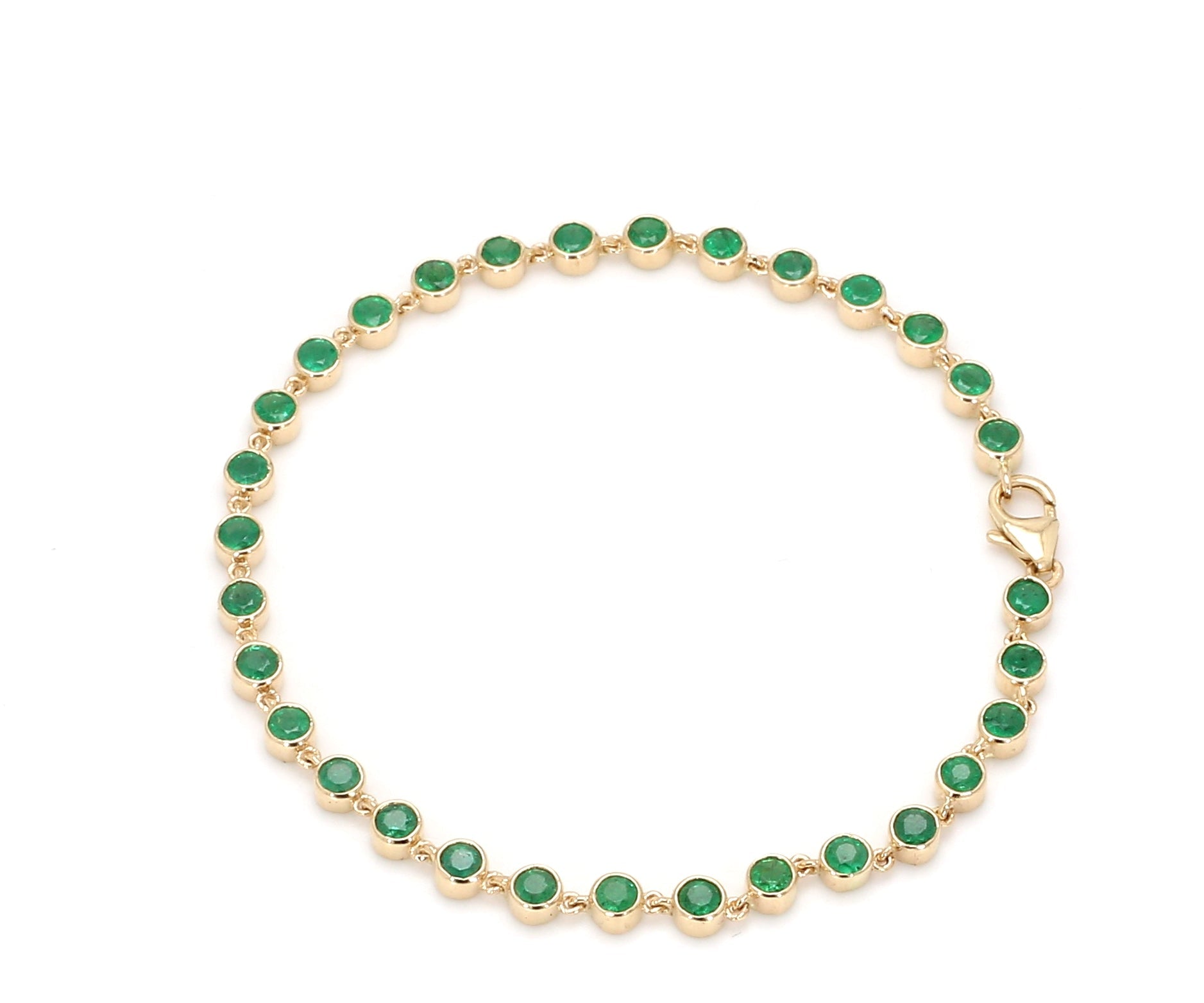 Emerald Round Link Chain Bracelet