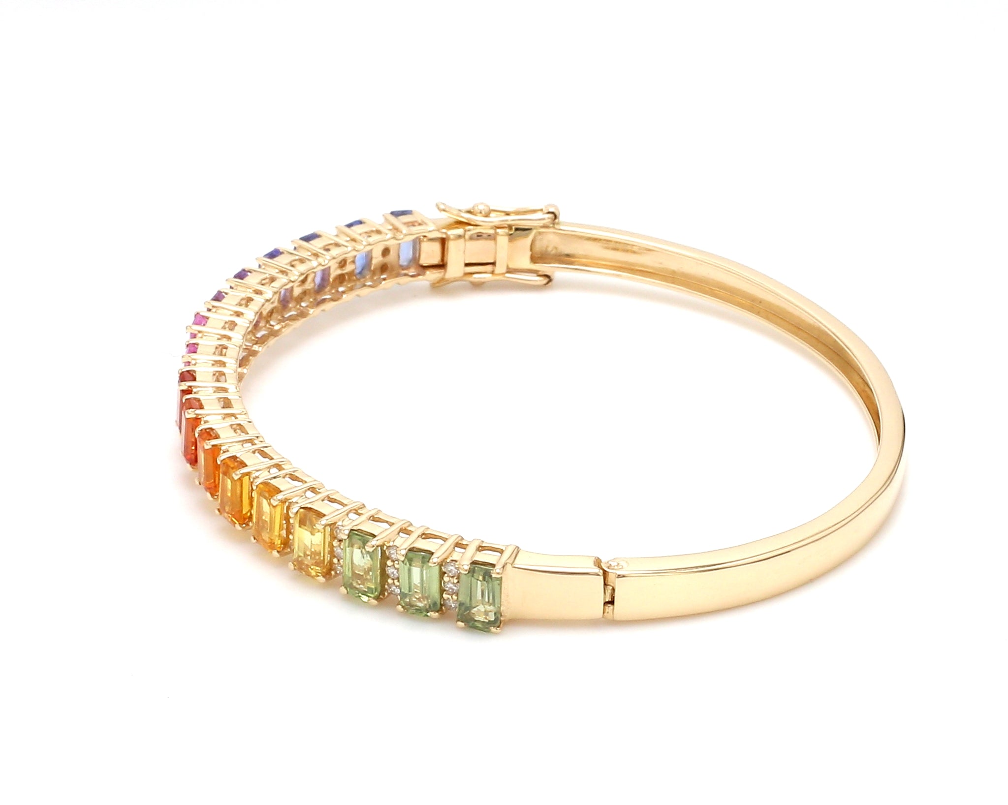 Rainbow Sapphire Octagon Diamond Bangle - qivii