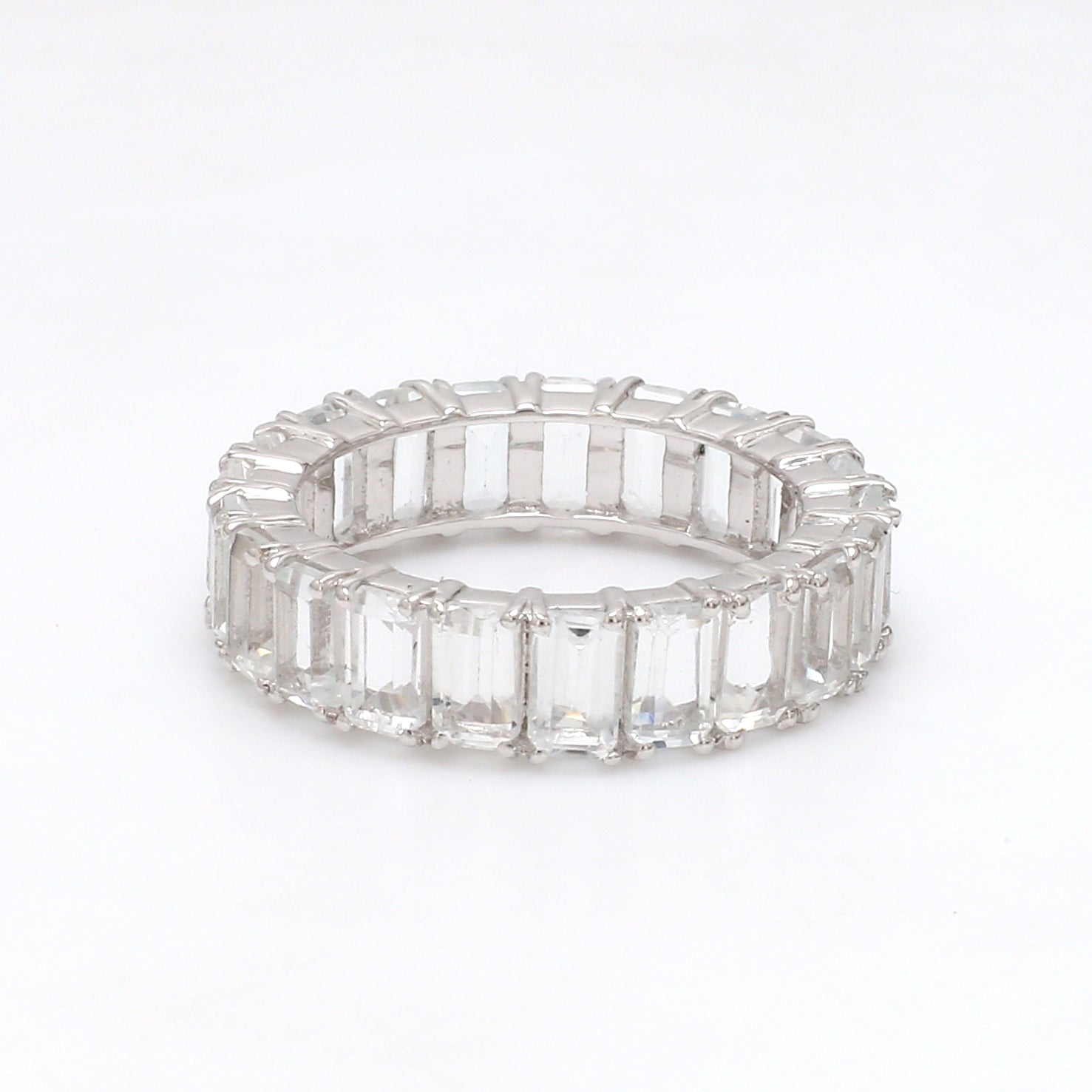 White Topaz Emerald Cut Ring - qivii