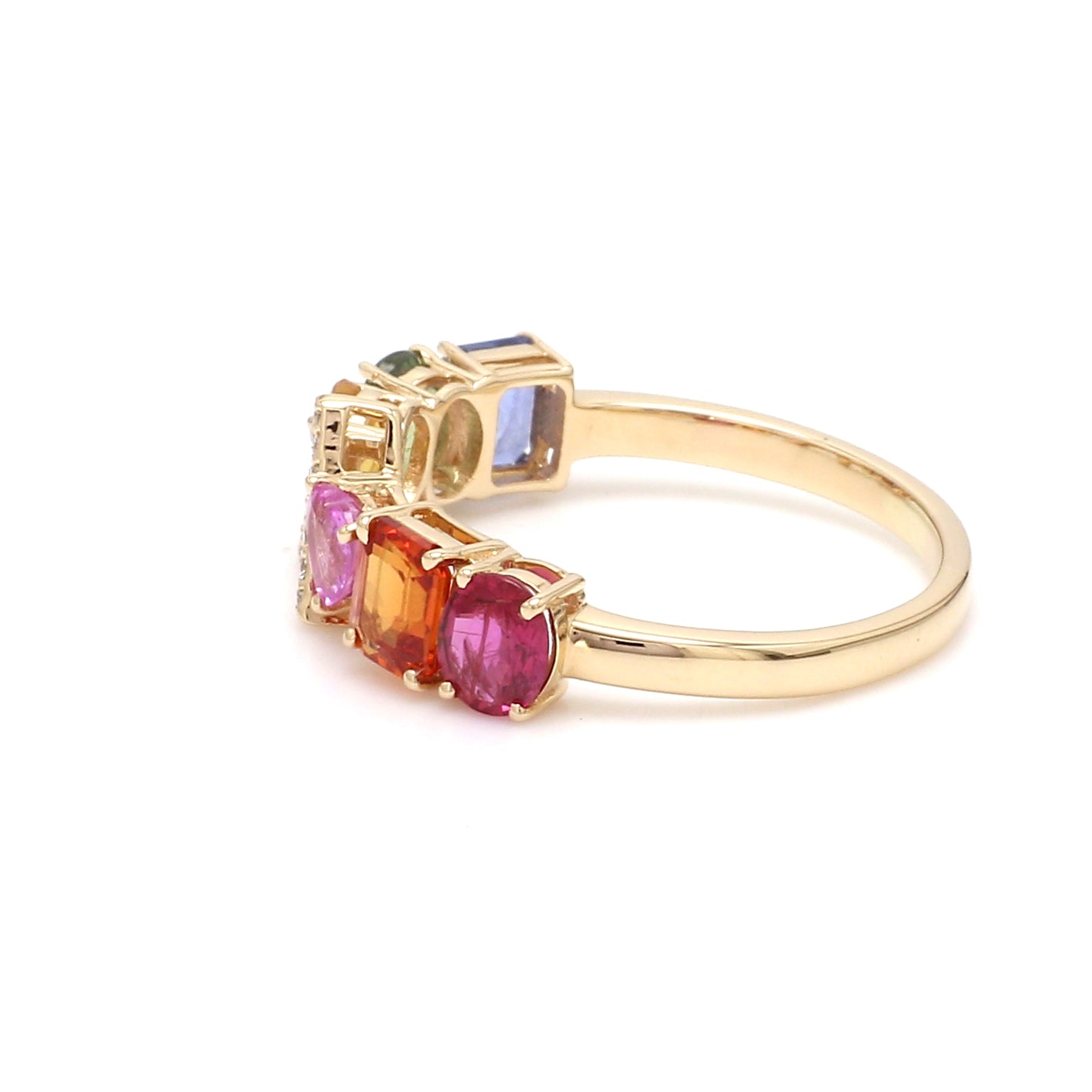 Rainbow Sapphire Initial Letter Ring - qivii