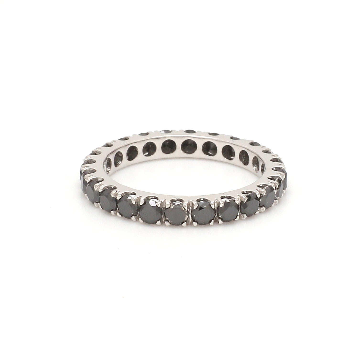 Black Diamond Round Eternity Ring - qivii