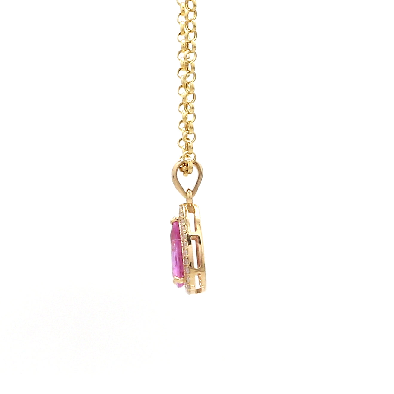 Pink Sapphire Pear Charm Pendant - qivii