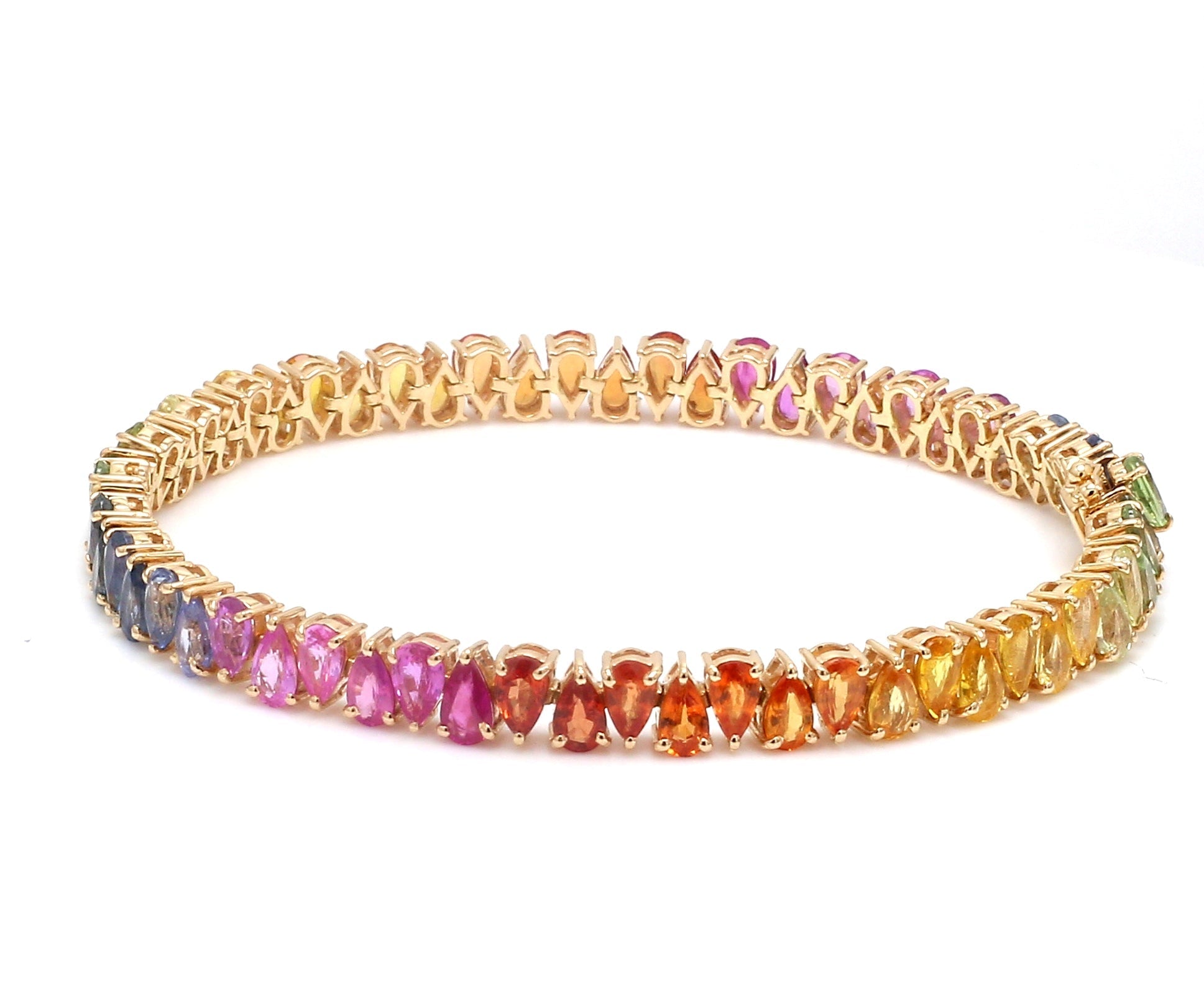 Rainbow Sapphire Pear Upside Down Tennis Bracelet - qivii