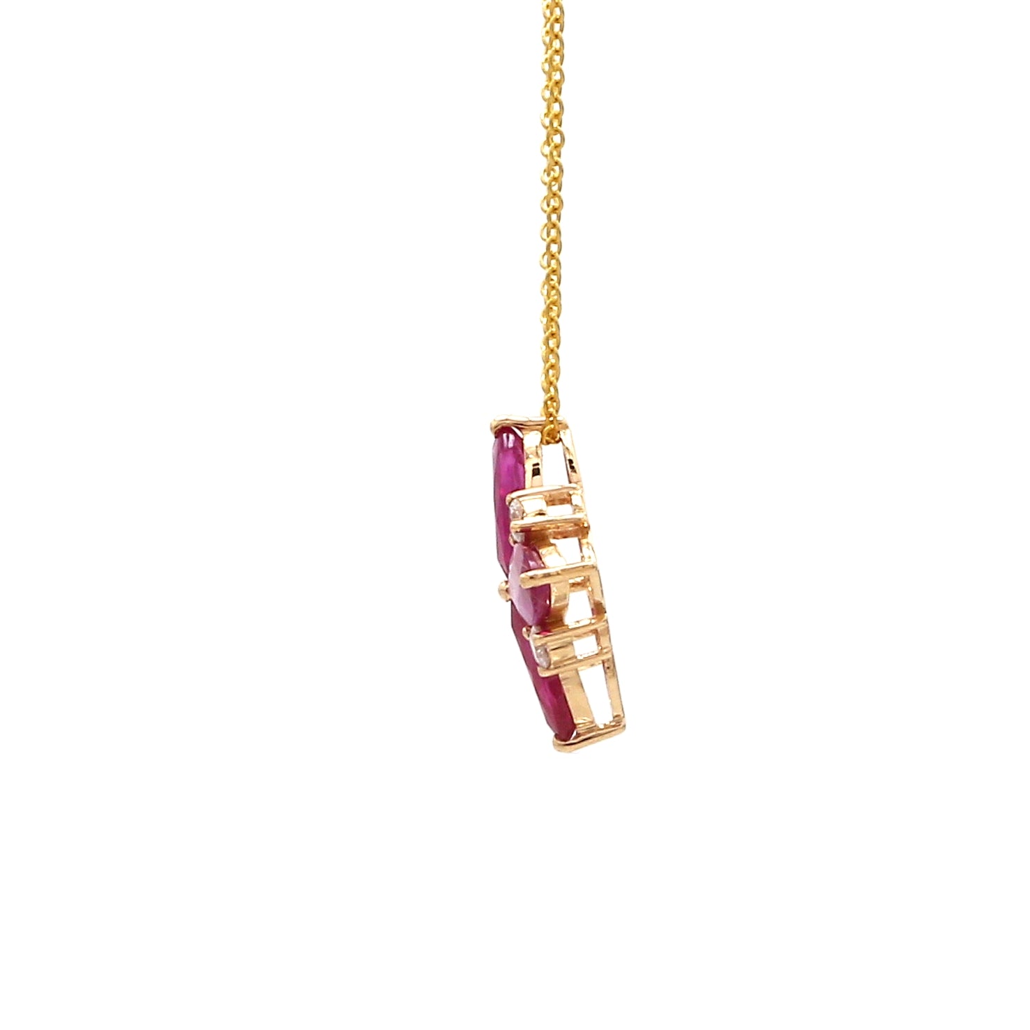 Ruby Floral Shape Diamond Pendant Gold - qivii