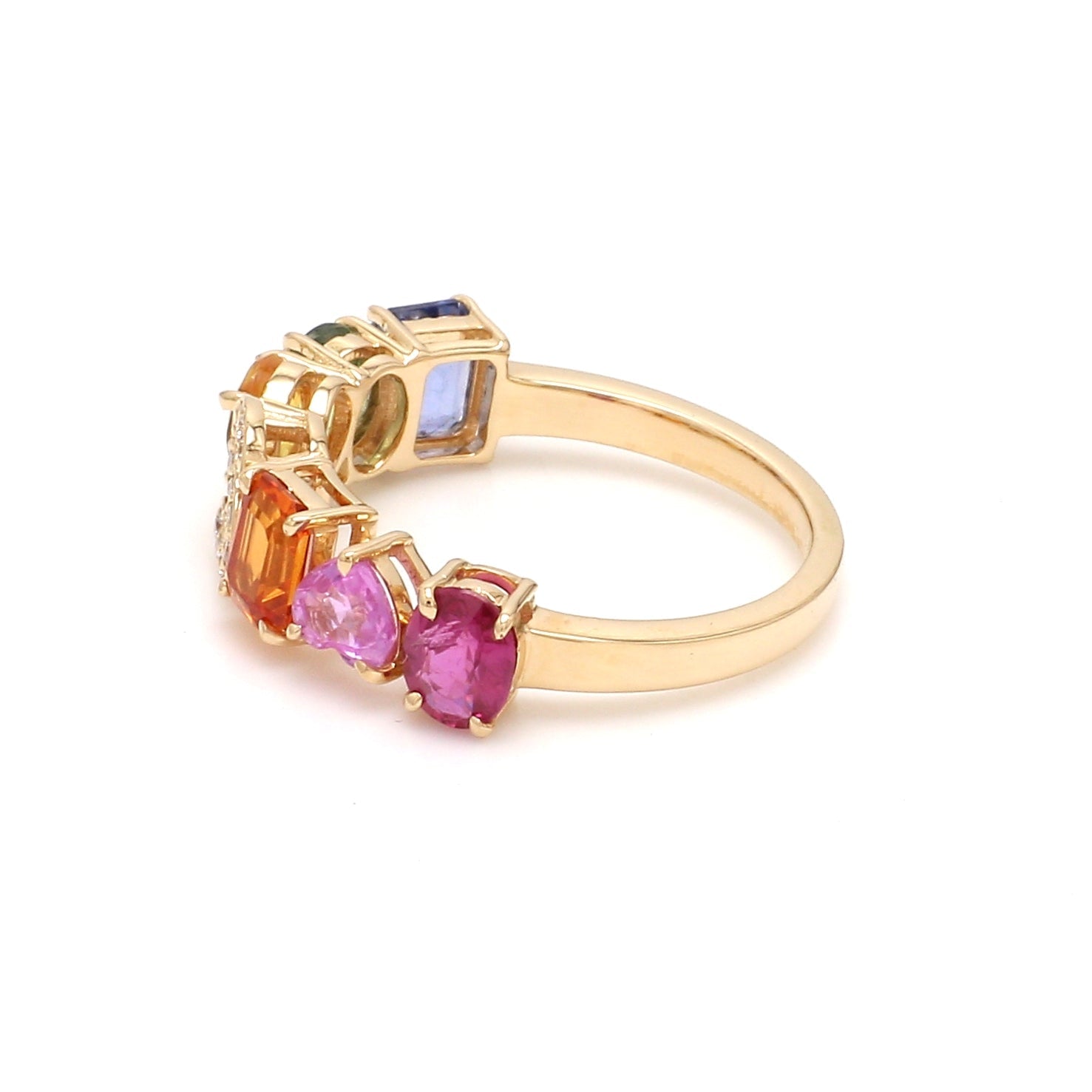 Rainbow Sapphire Initial Ring - qivii