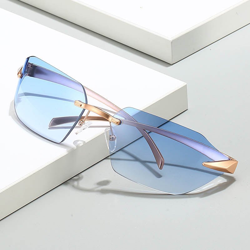 Golden Rimless Shades - By Qivii