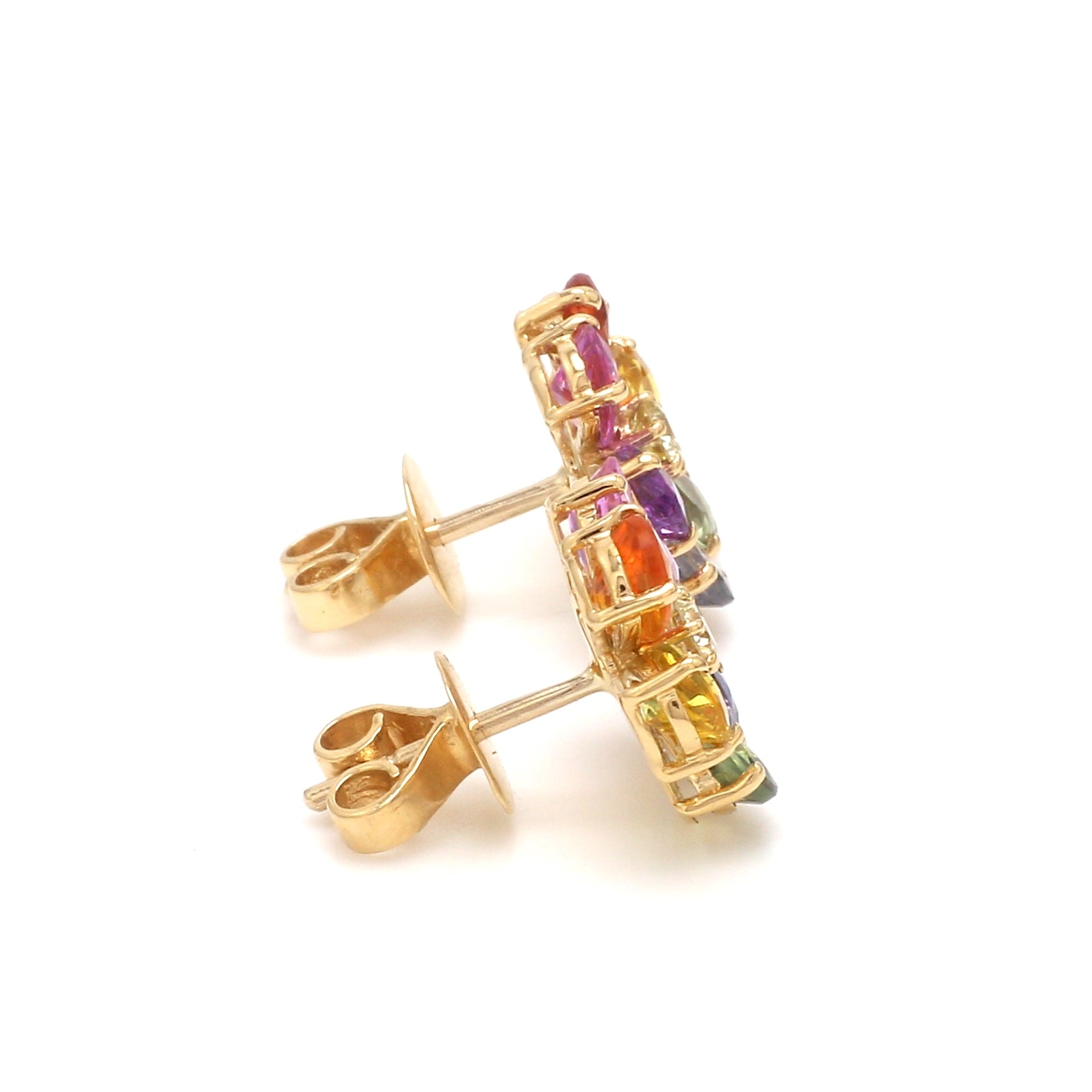 Rainbow Sapphire Pear Diamond Studs - qivii