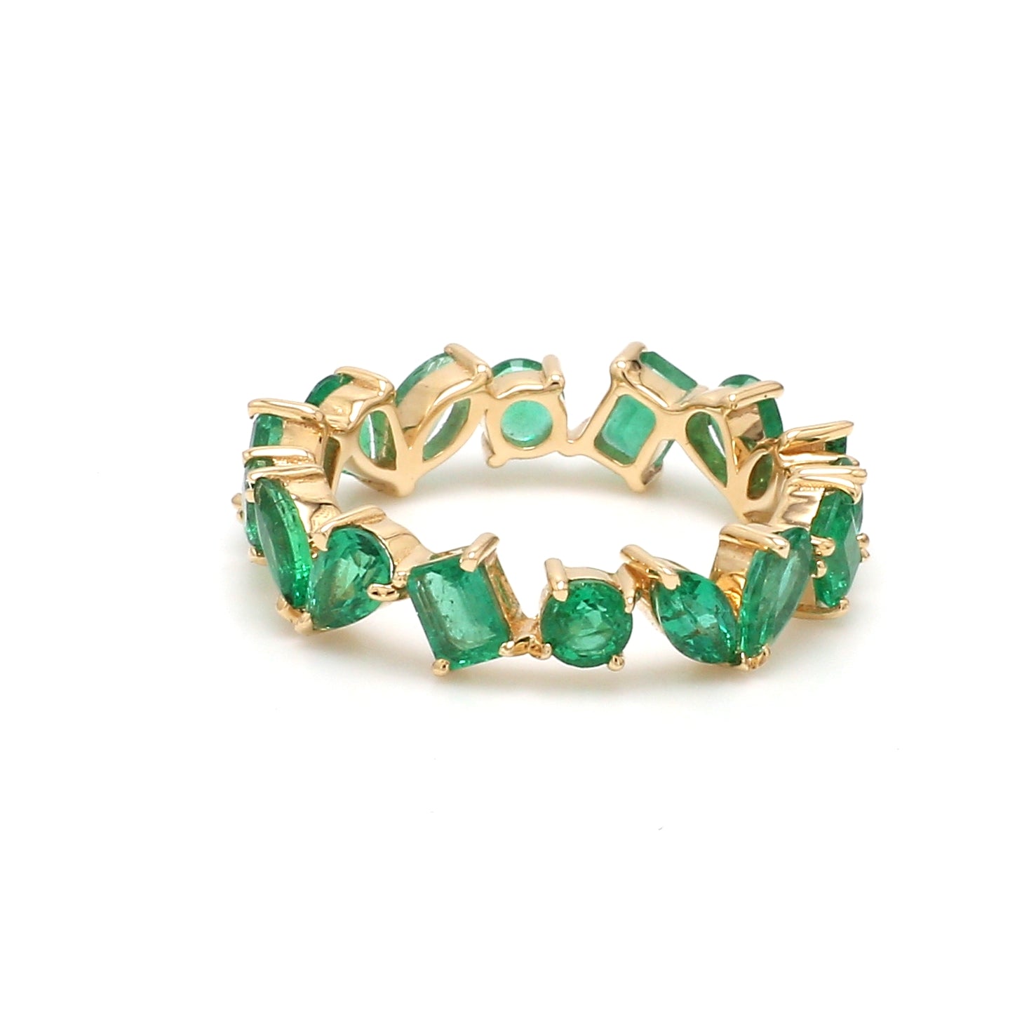 Emerald Mix Shape Eternity Band Ring