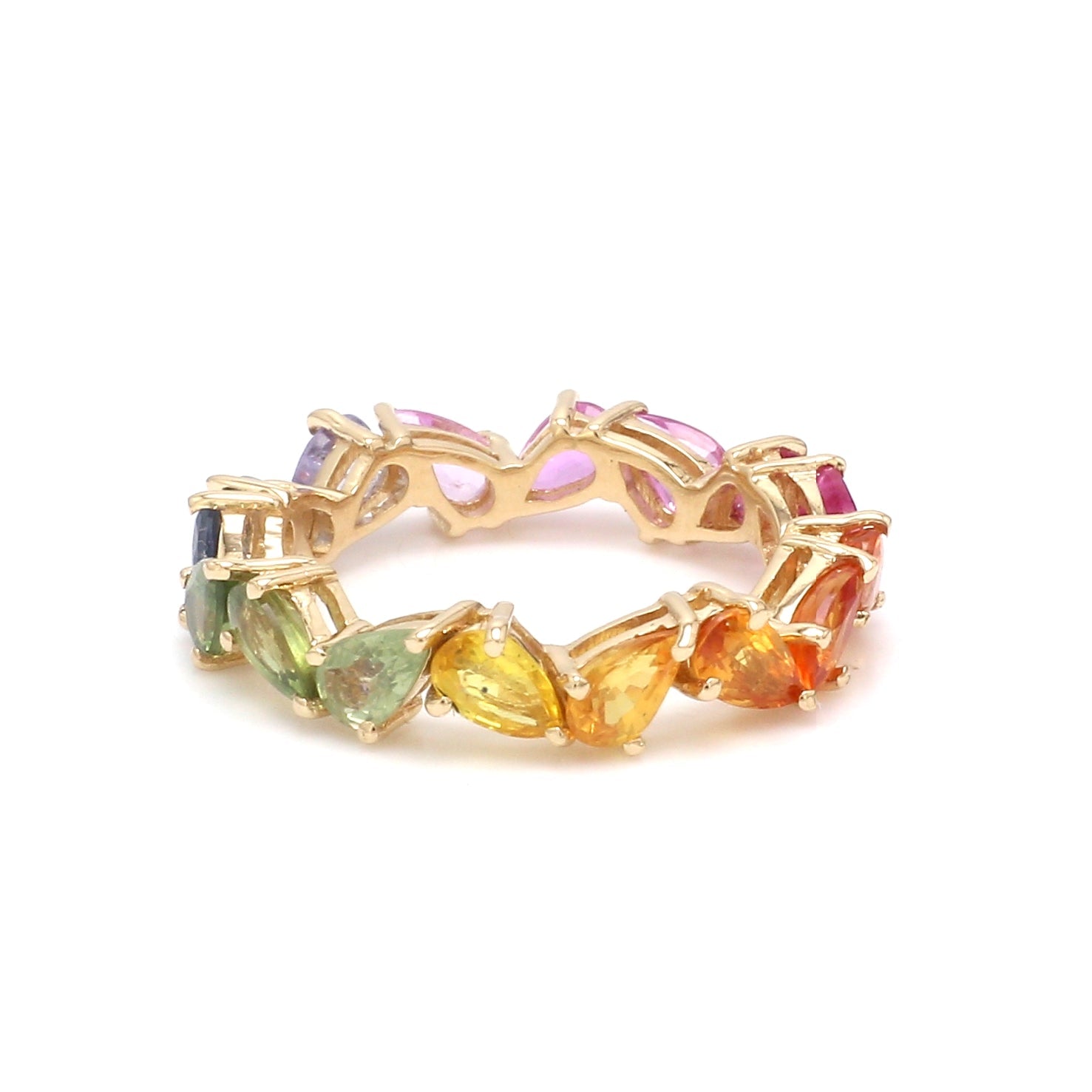 Rainbow Sapphire Pear Zig Zag Ring