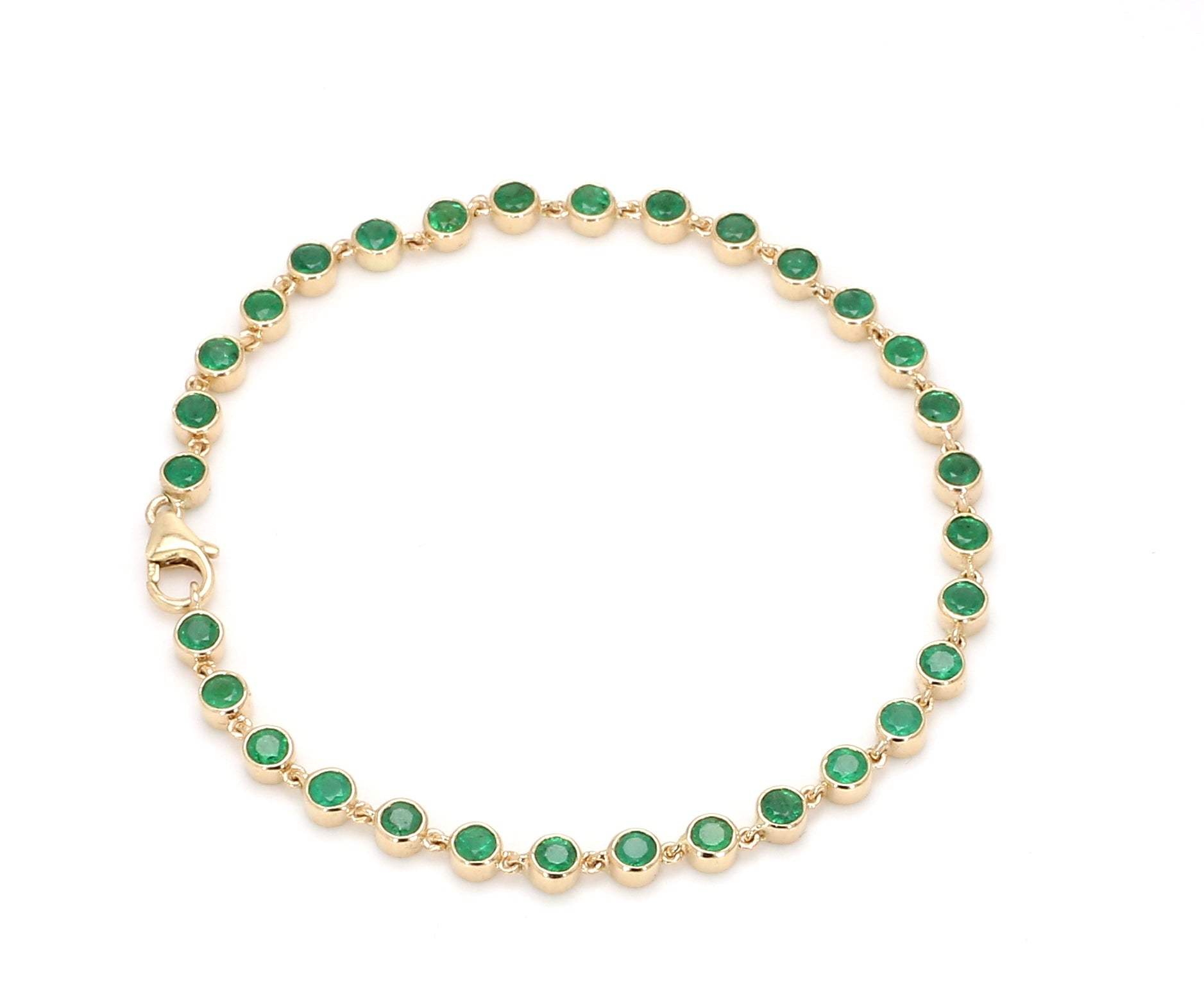 Emerald Round Link Chain Bracelet
