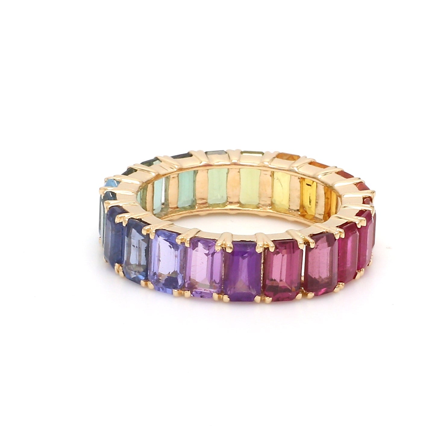 Rainbow Gemstone Vibrant Eternity Ring - qivii