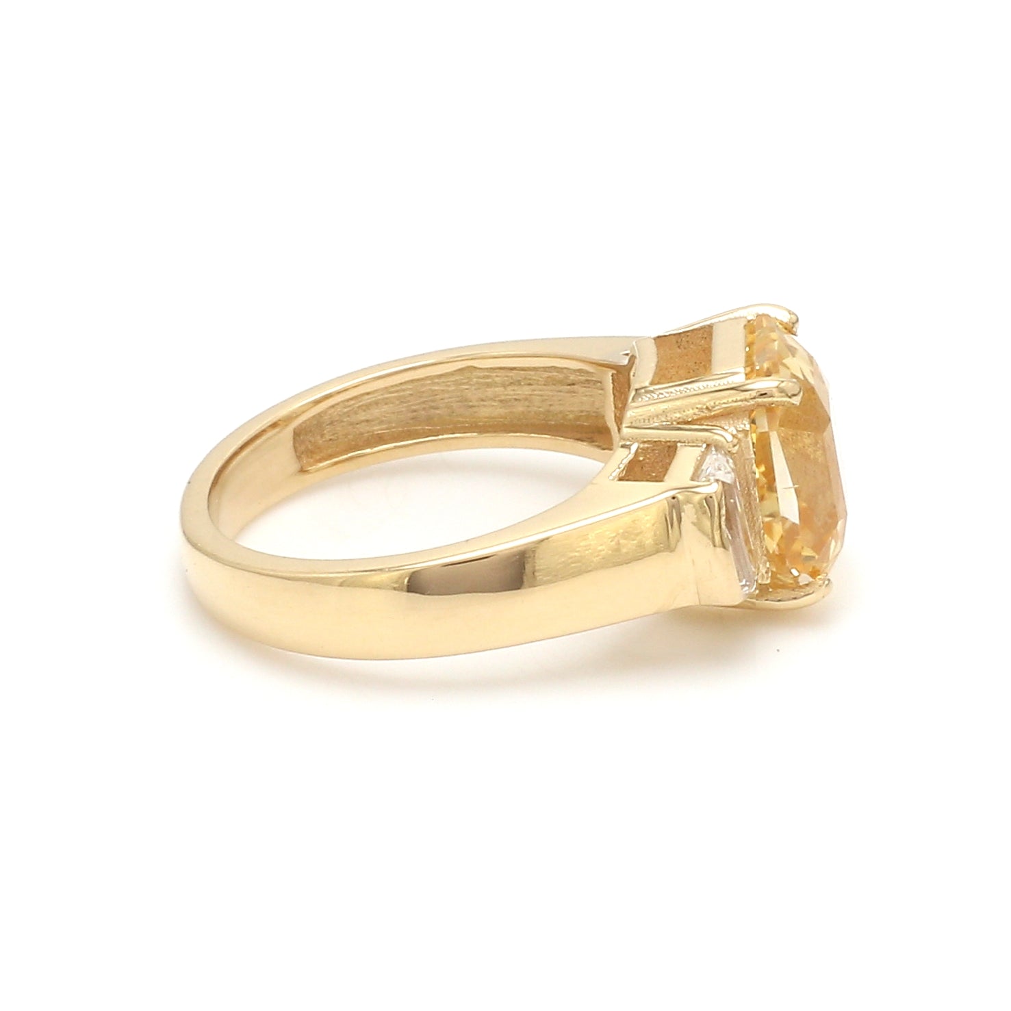 Yellow Sapphire Diamond Three Stone Ring