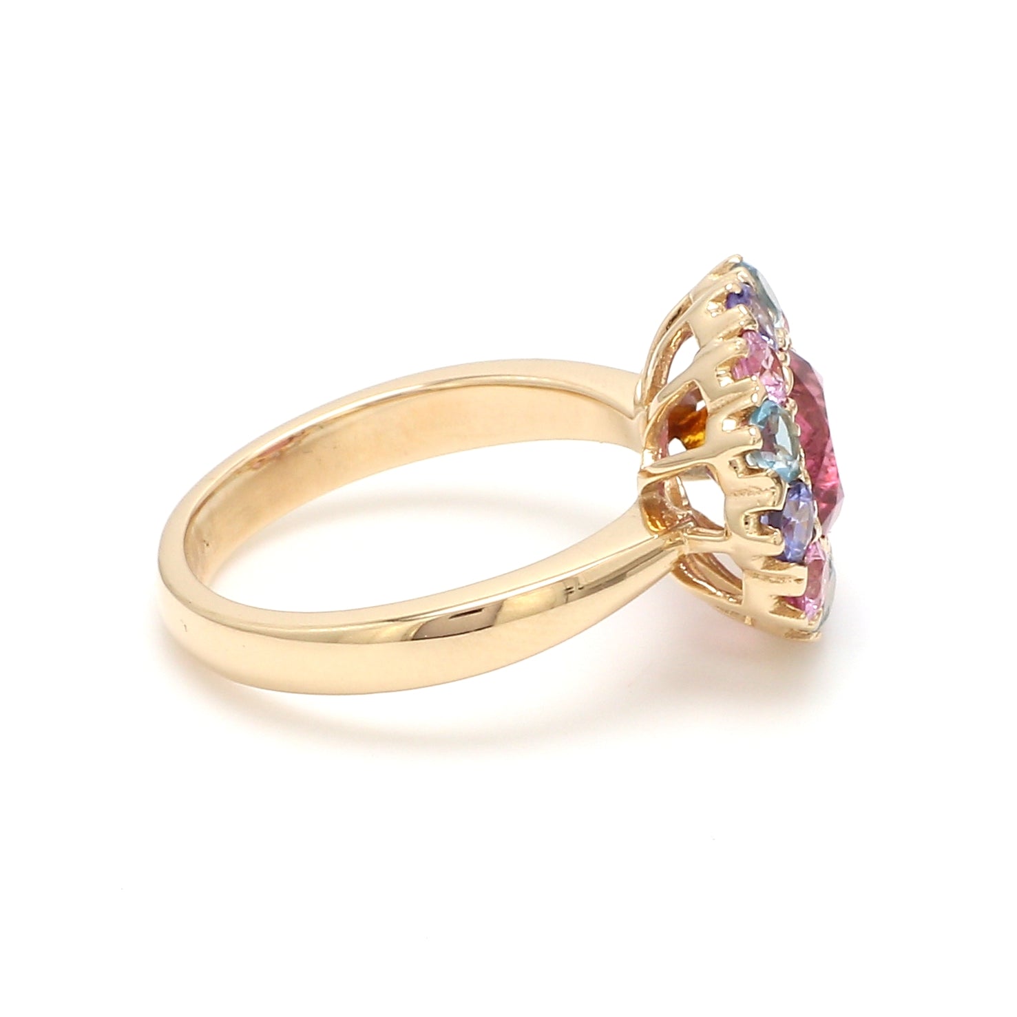 Pink Tourmaline and Pastel Halo Ring