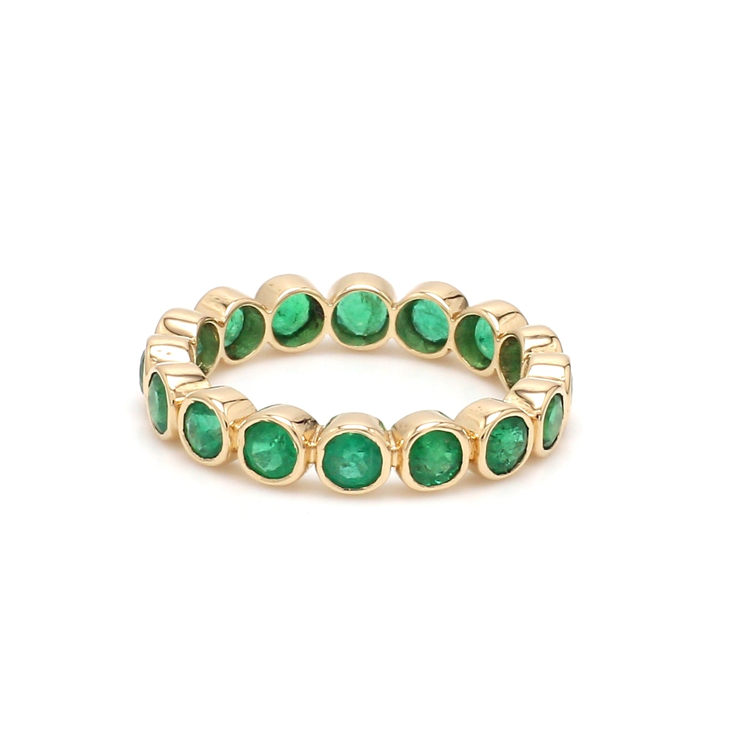 Emerald Round Bezel Set Ring