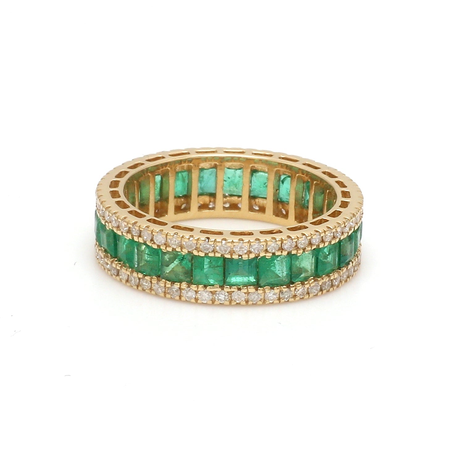Emerald Diamond Princess Eternity Ring - qivii