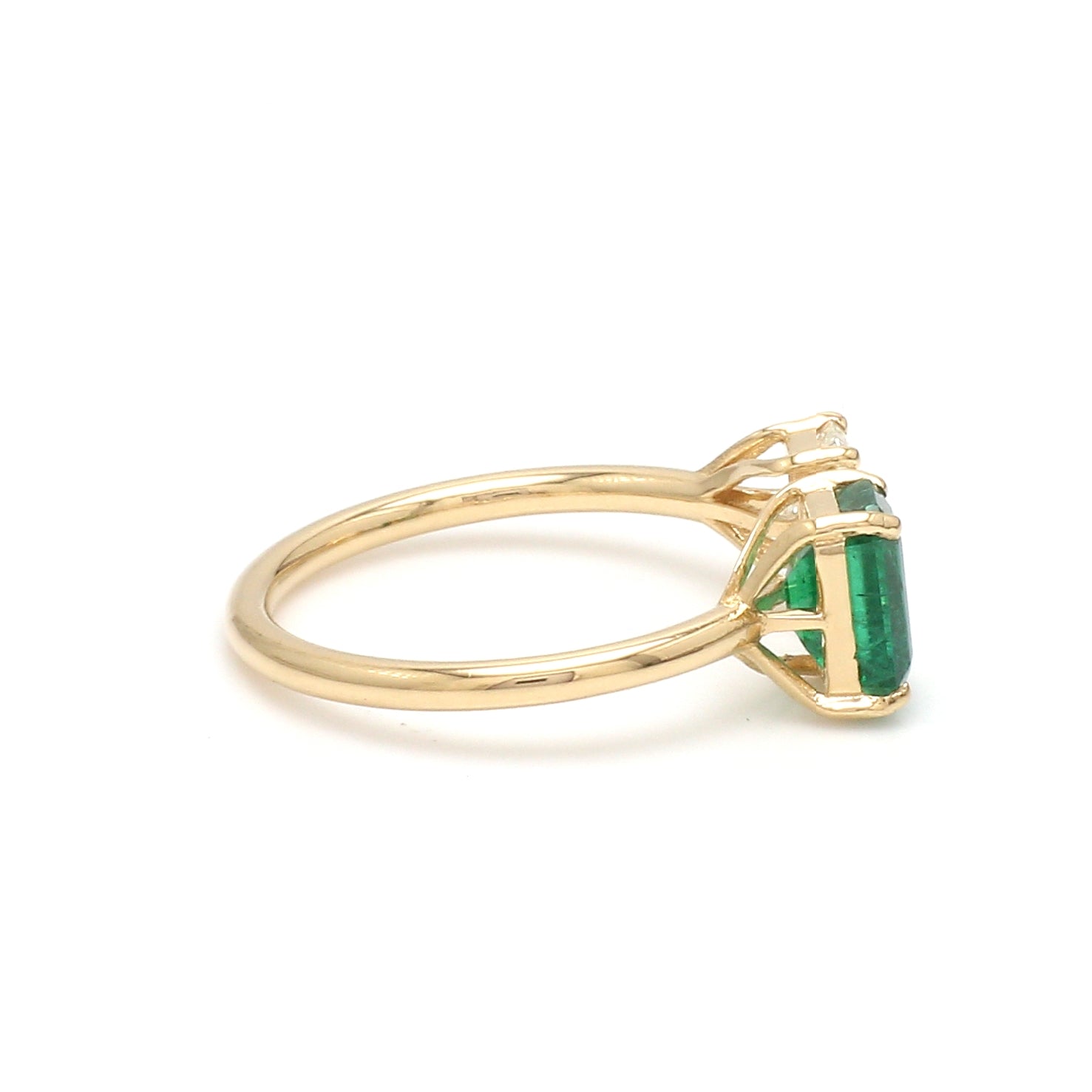 Emerald and Radiant Cut Diamond Open Ring - qivii