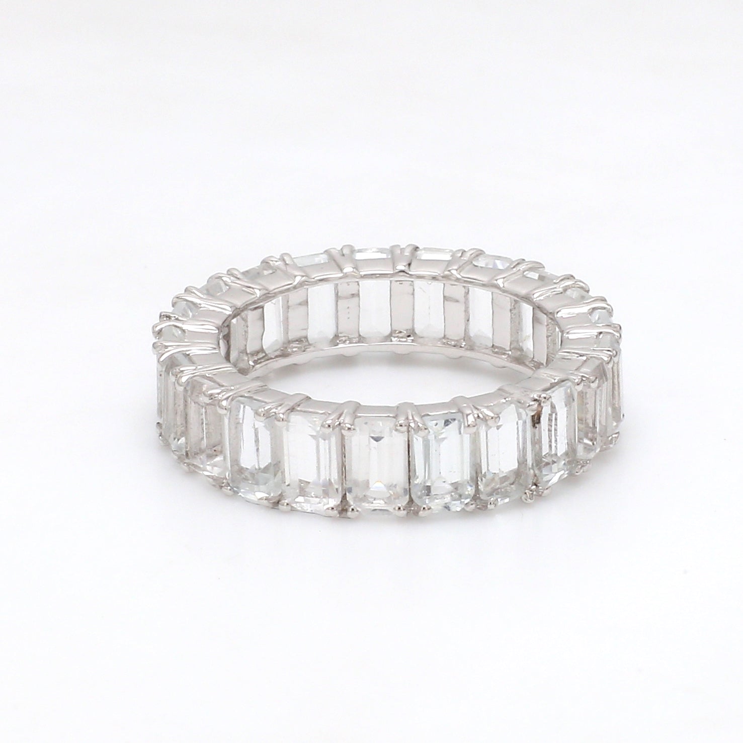White Topaz Emerald Cut Ring - qivii