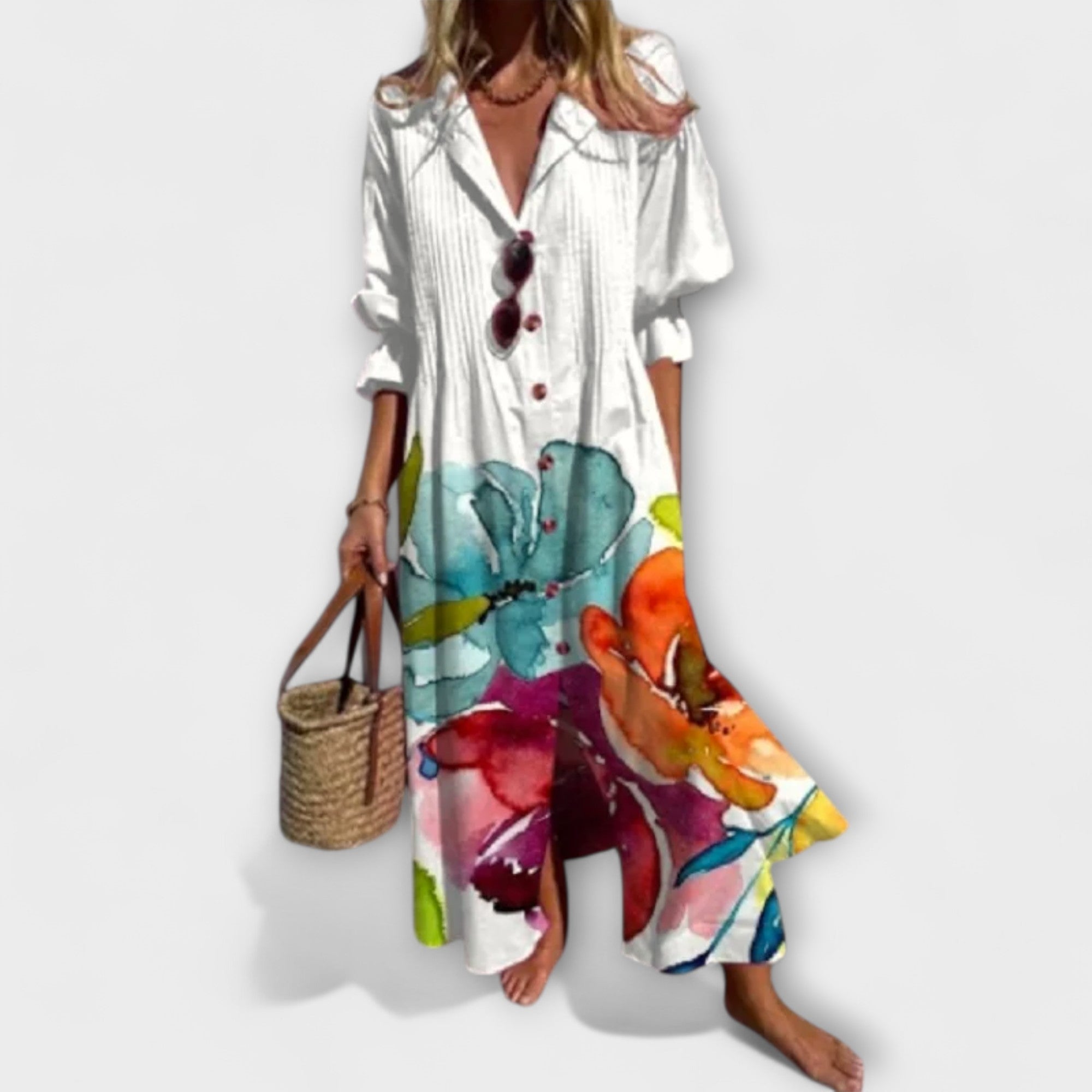 Lila - Flatterende Maxi Jurk met Buikbedekking - By Qivii