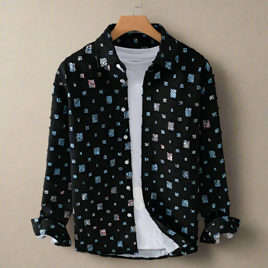 Fernando - Stijlvol Mozaïekprint Shirt - By Qivii