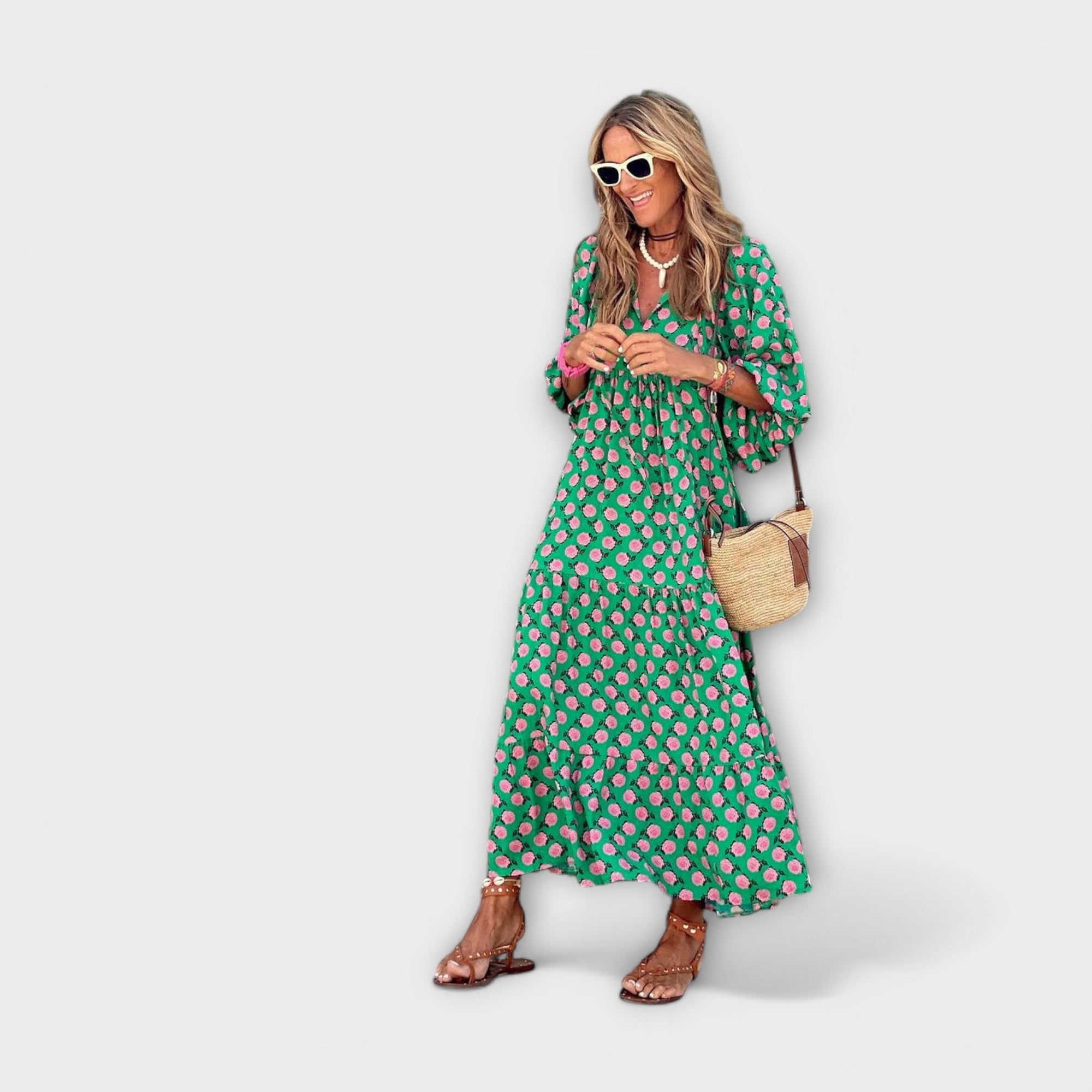 Elegante geometrische maxi-jurk - By Qivii