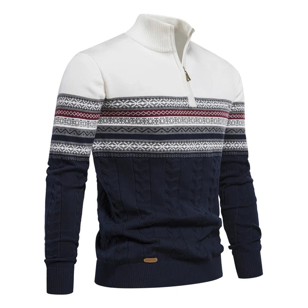 Henry™ - Stijlvolle Fair Isle Half Zip Trui - By Qivii