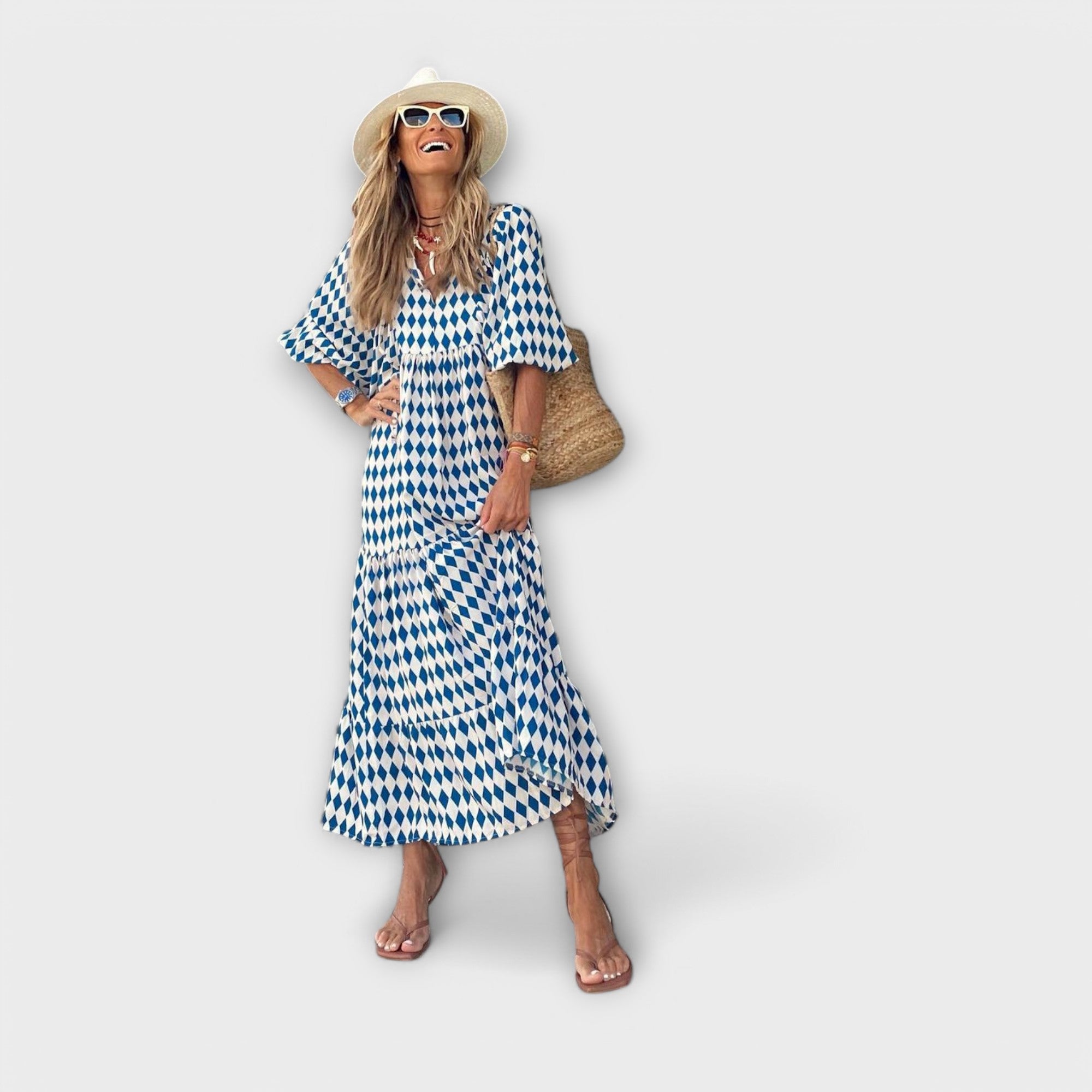 Elegante geometrische maxi-jurk - By Qivii